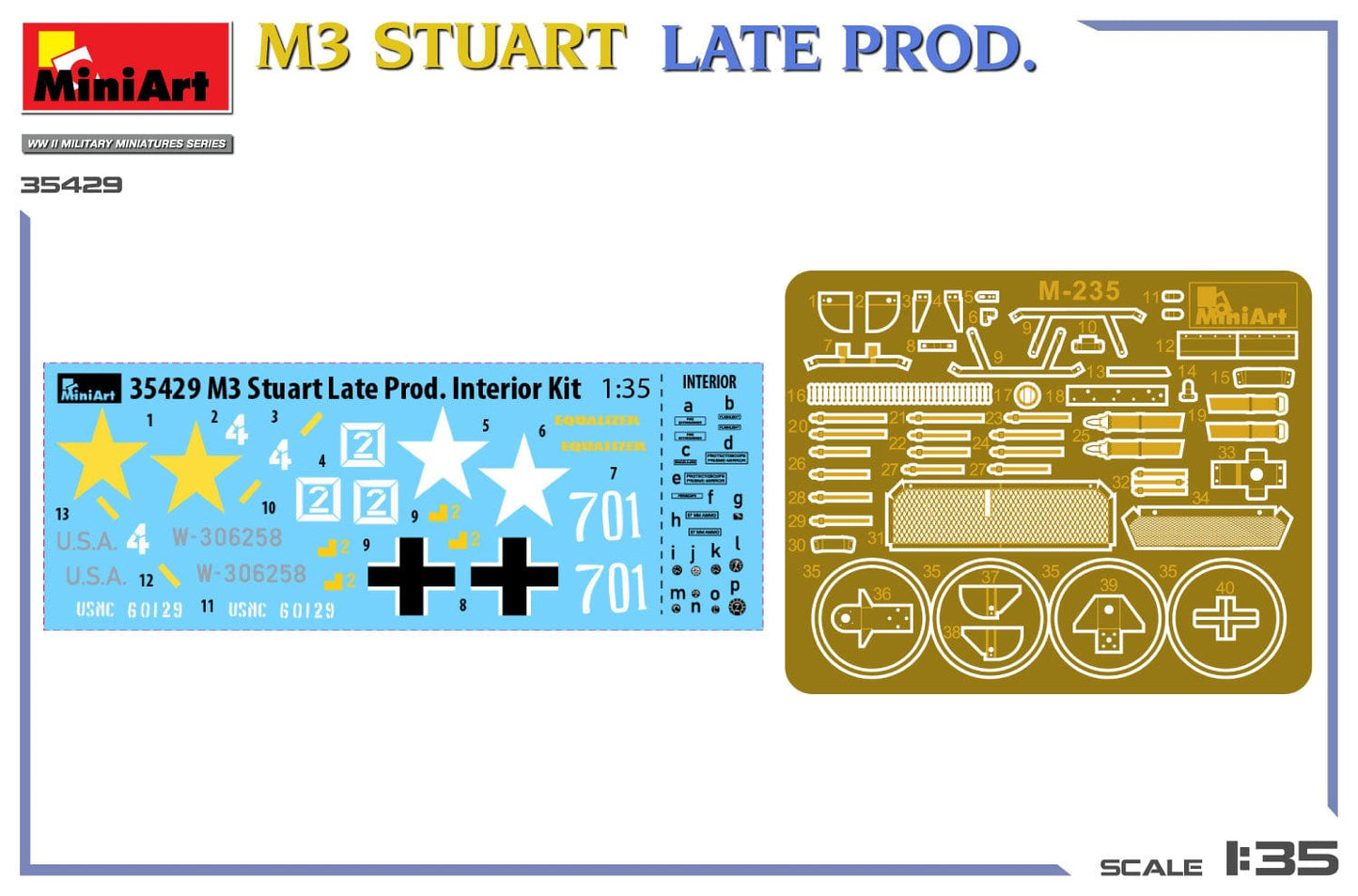 400 - Miniart - 35429 - M3 Stuart (late) - decals
