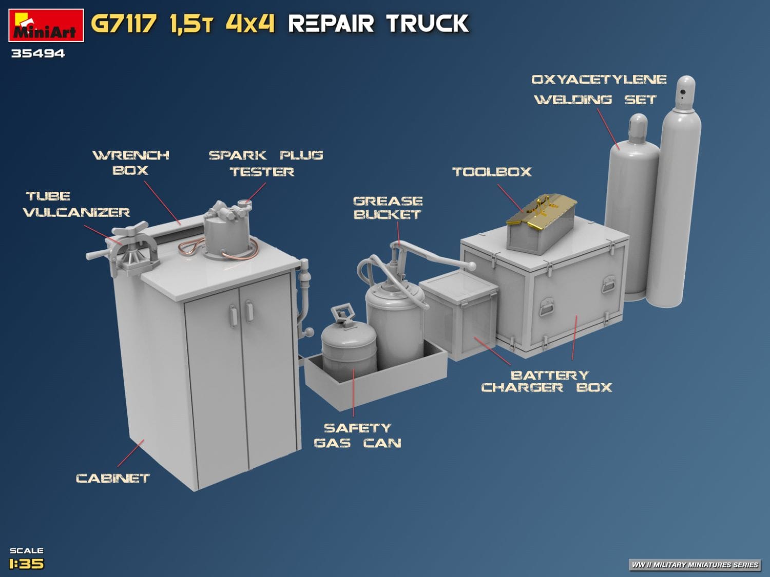 Miniart - 35494 - Chevrolet G7117 1½-ton 4x4 Repair - digital model