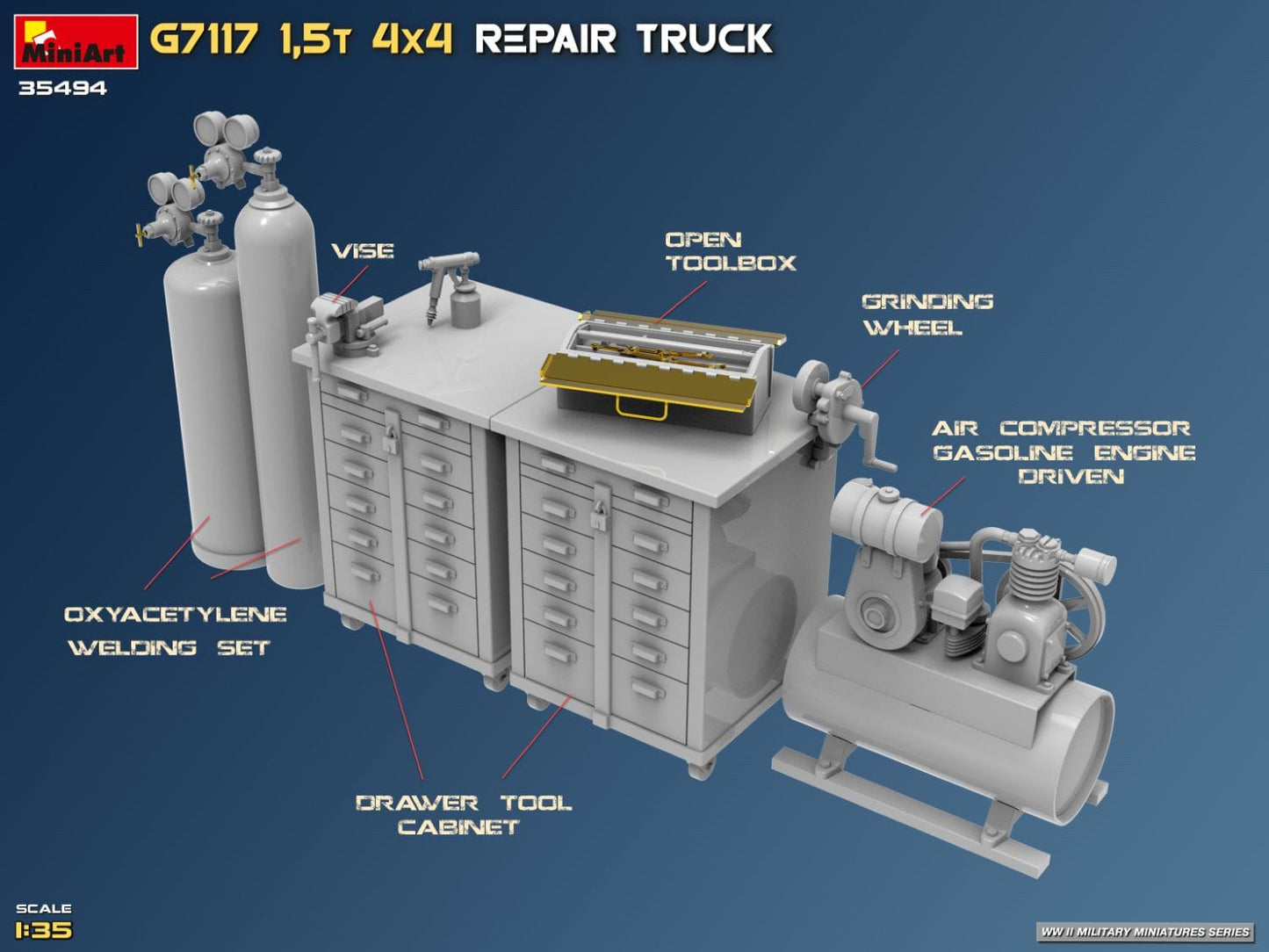 510 - Miniart - 35494 - Chevrolet G7117 1½-ton 4x4 Repair - digital model
