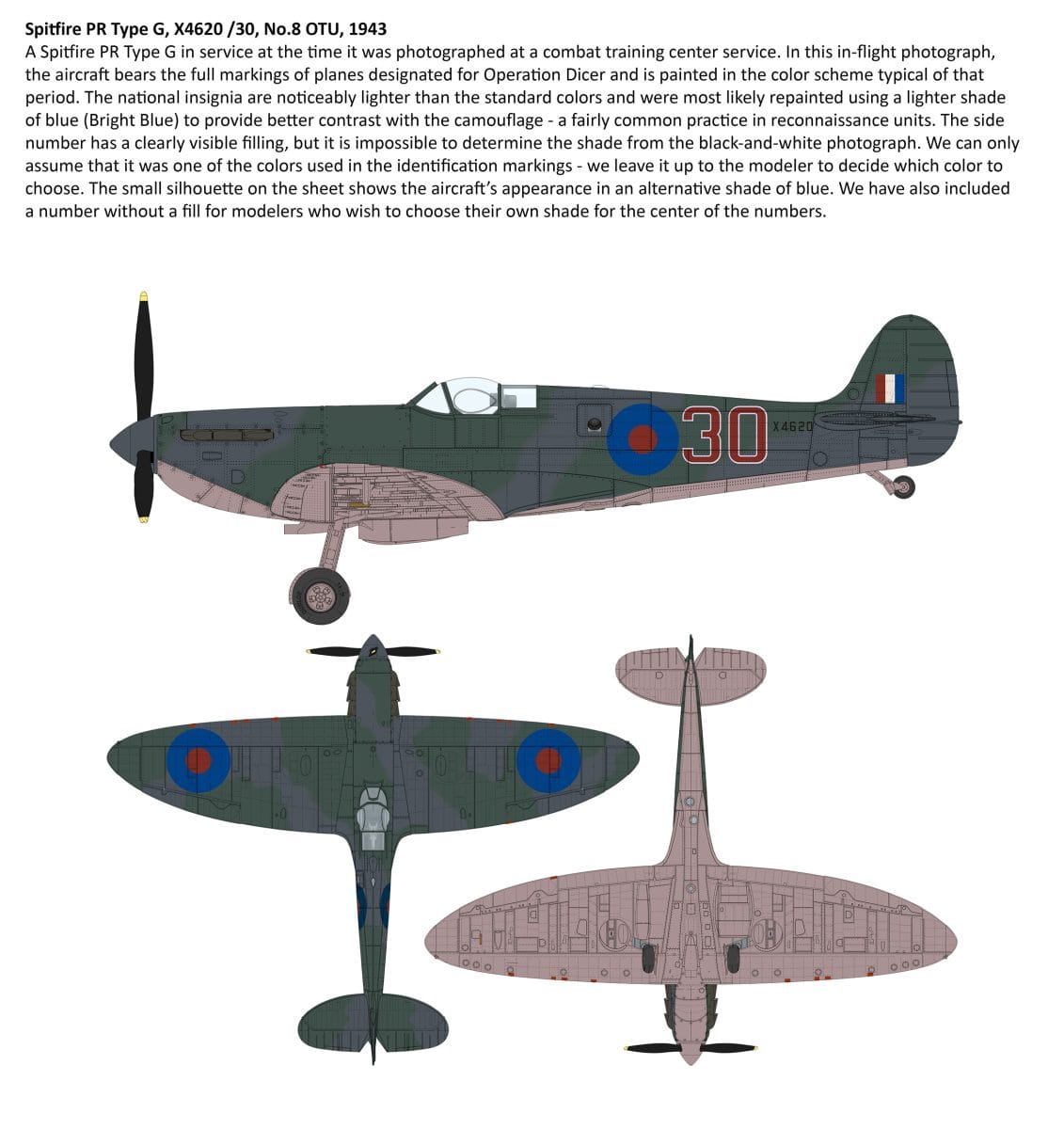 303 - IBG - 72600 - Supermarine Spitfire PR Mk Ic / PR Mk Ig - paint schemes