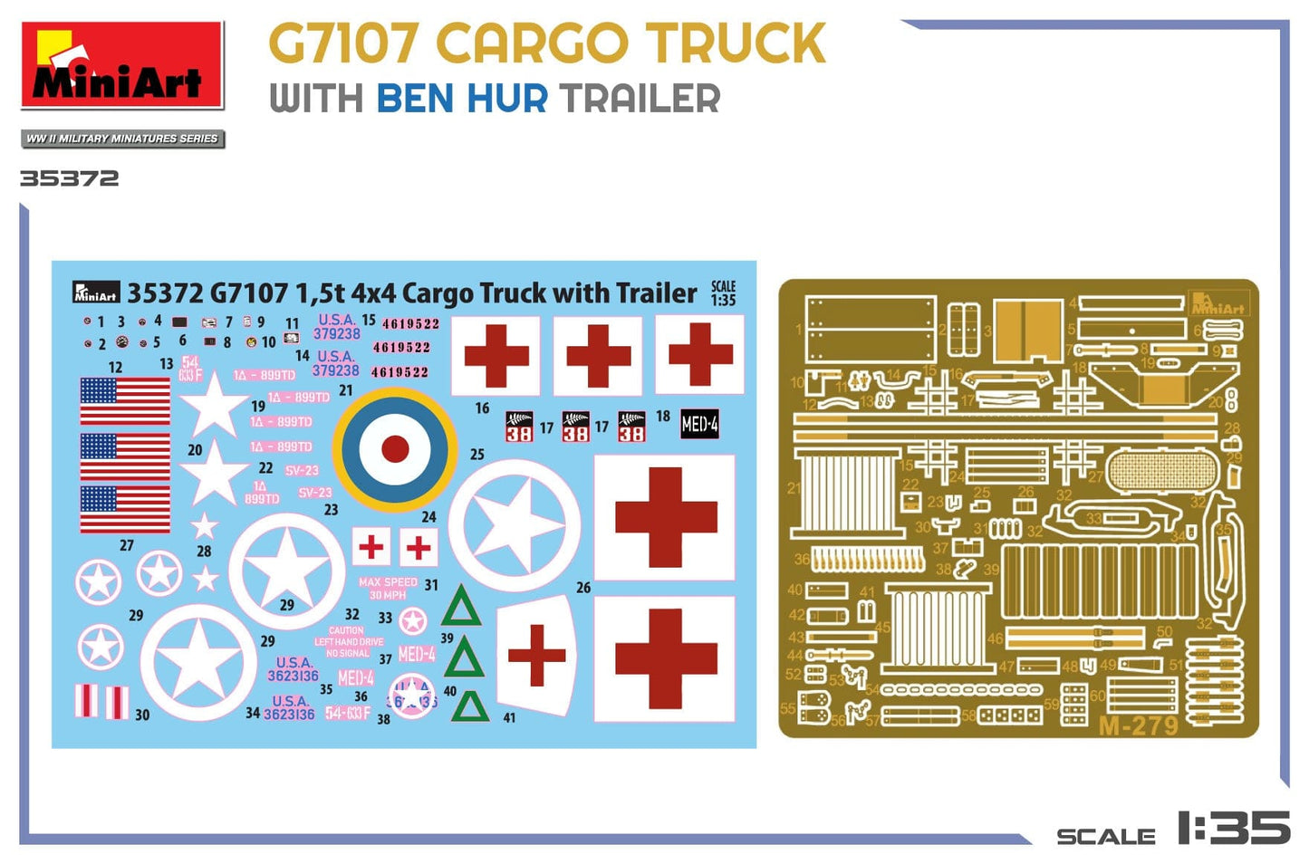 400 - Miniart - 35372 - Chevrolet G7107 1½-ton 4x4 with with G518 K-52 Trailer - decals