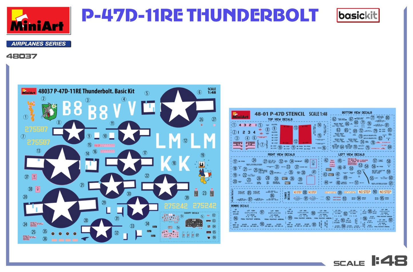 400 - Miniart - 48037 - Republic P-47D-11-RE Thunderbolt Razorback - decals