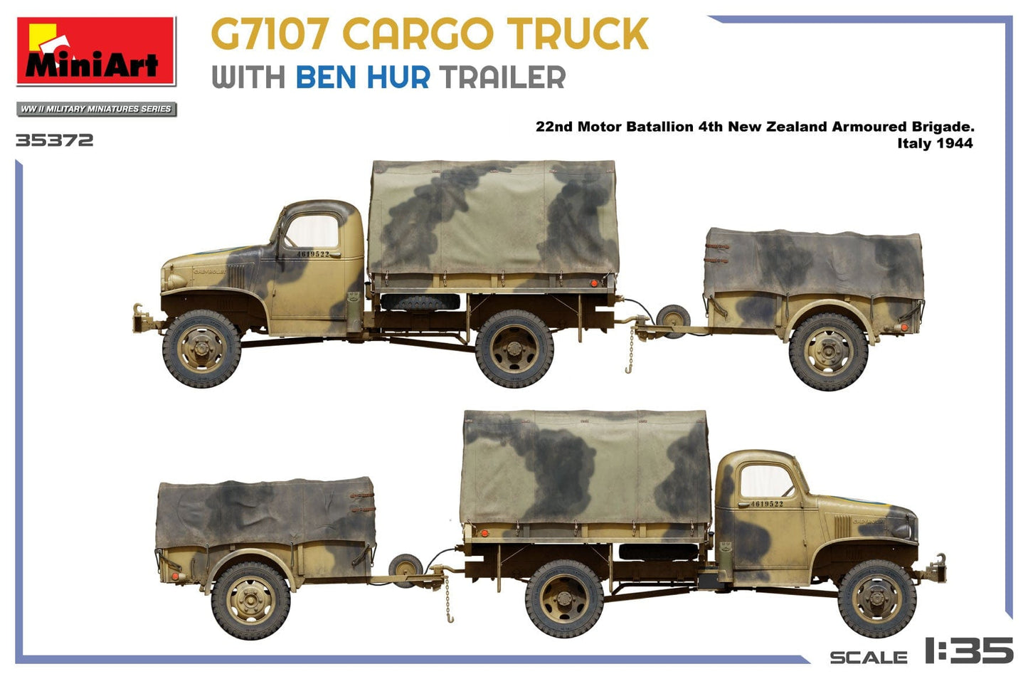 302 - Miniart - 35372 - Chevrolet G7107 1½-ton 4x4 with with G518 K-52 Trailer - paint schemes
