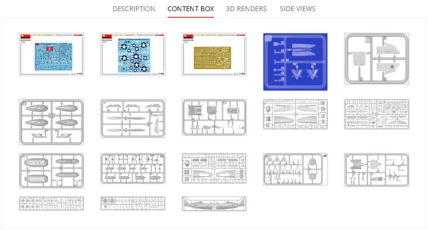 200 - Miniart - 48034 - Republic P-47D-11-RE Thunderbolt Razorback ‘Zemke’s Wolfpack’ - sprue