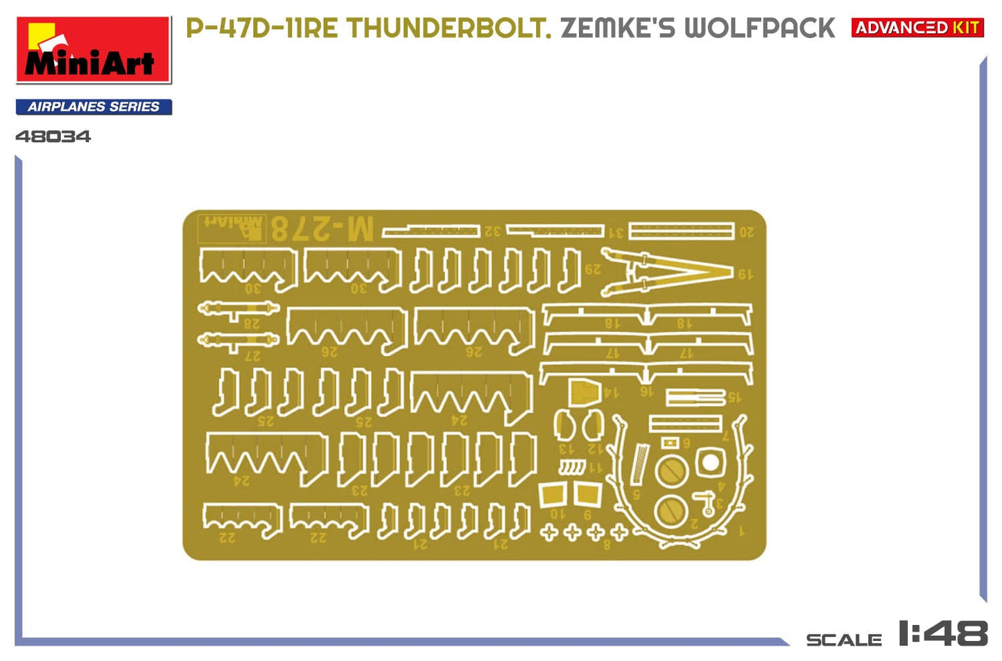 280 - Miniart - 48034 - Republic P-47D-11-RE Thunderbolt Razorback ‘Zemke’s Wolfpack’ - photo-etched parts