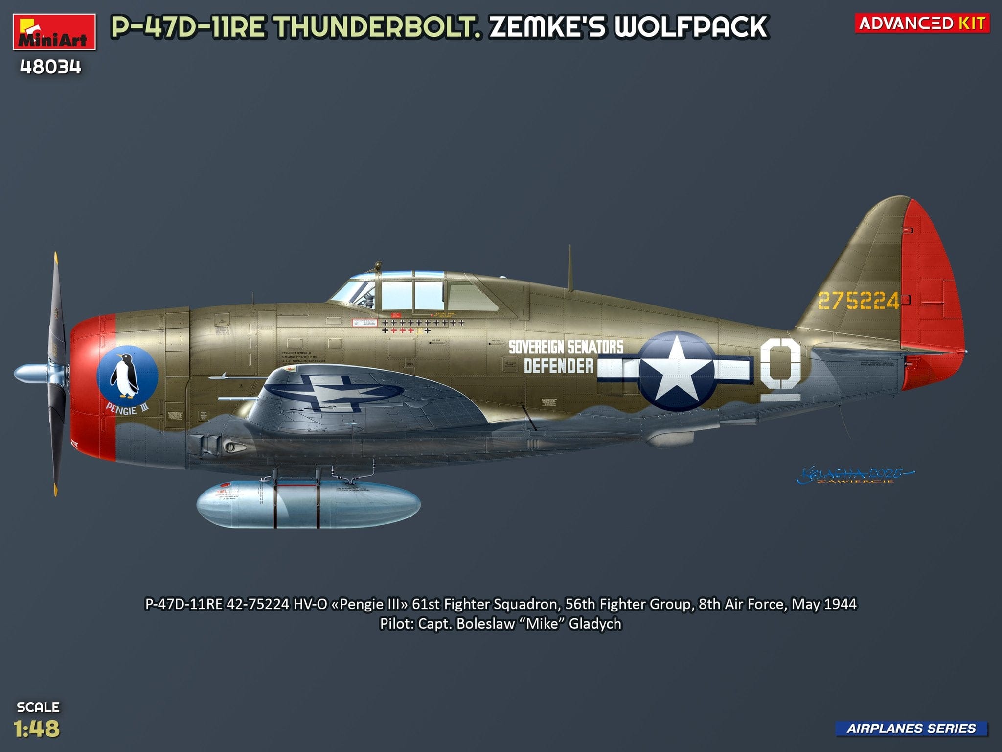 Miniart - 48034 - Republic P-47D-11-RE Thunderbolt Razorback ‘Zemke’s Wolfpack’ - paint schemes