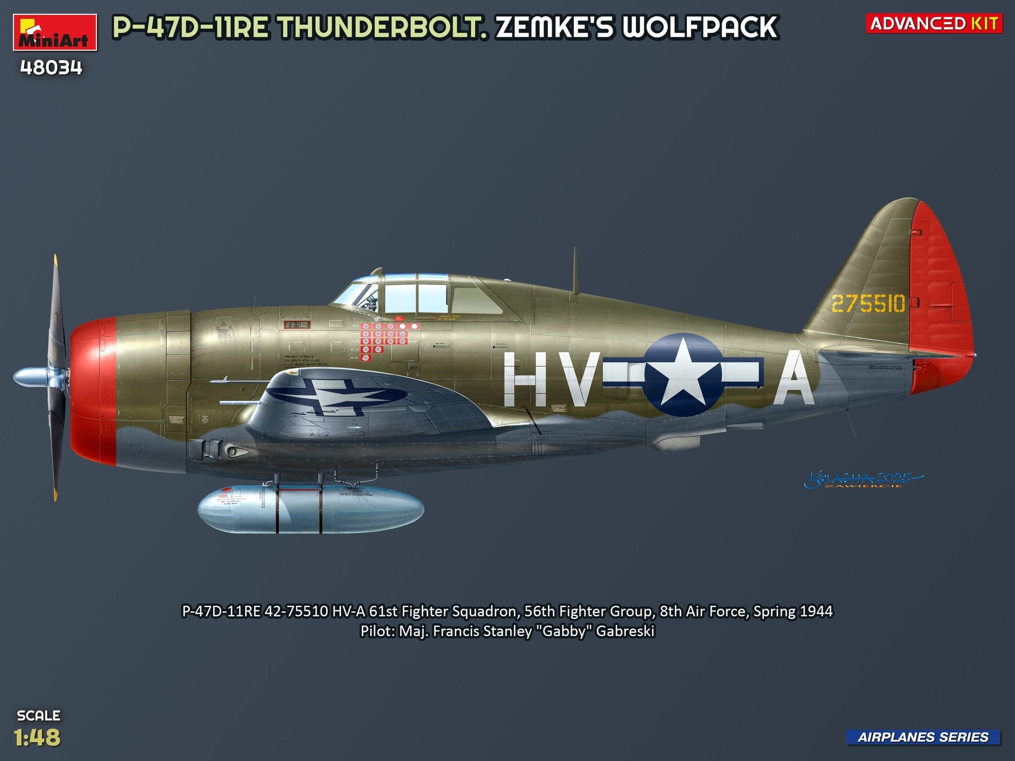 Miniart - 48034 - Republic P-47D-11-RE Thunderbolt Razorback ‘Zemke’s Wolfpack’ - paint schemes