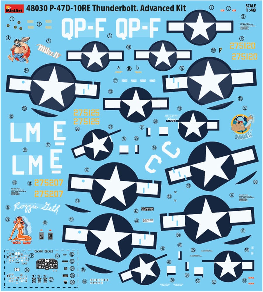 400 - Miniart - 48030 - Republic P-47D-10-RE Thunderbolt Razorback - decals