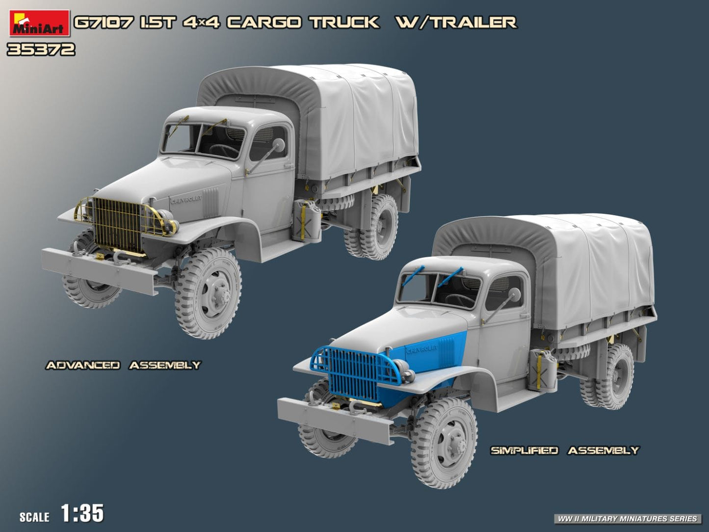 502 - Miniart - 35372 - Chevrolet G7107 1½-ton 4x4 with with G518 K-52 Trailer - digital model