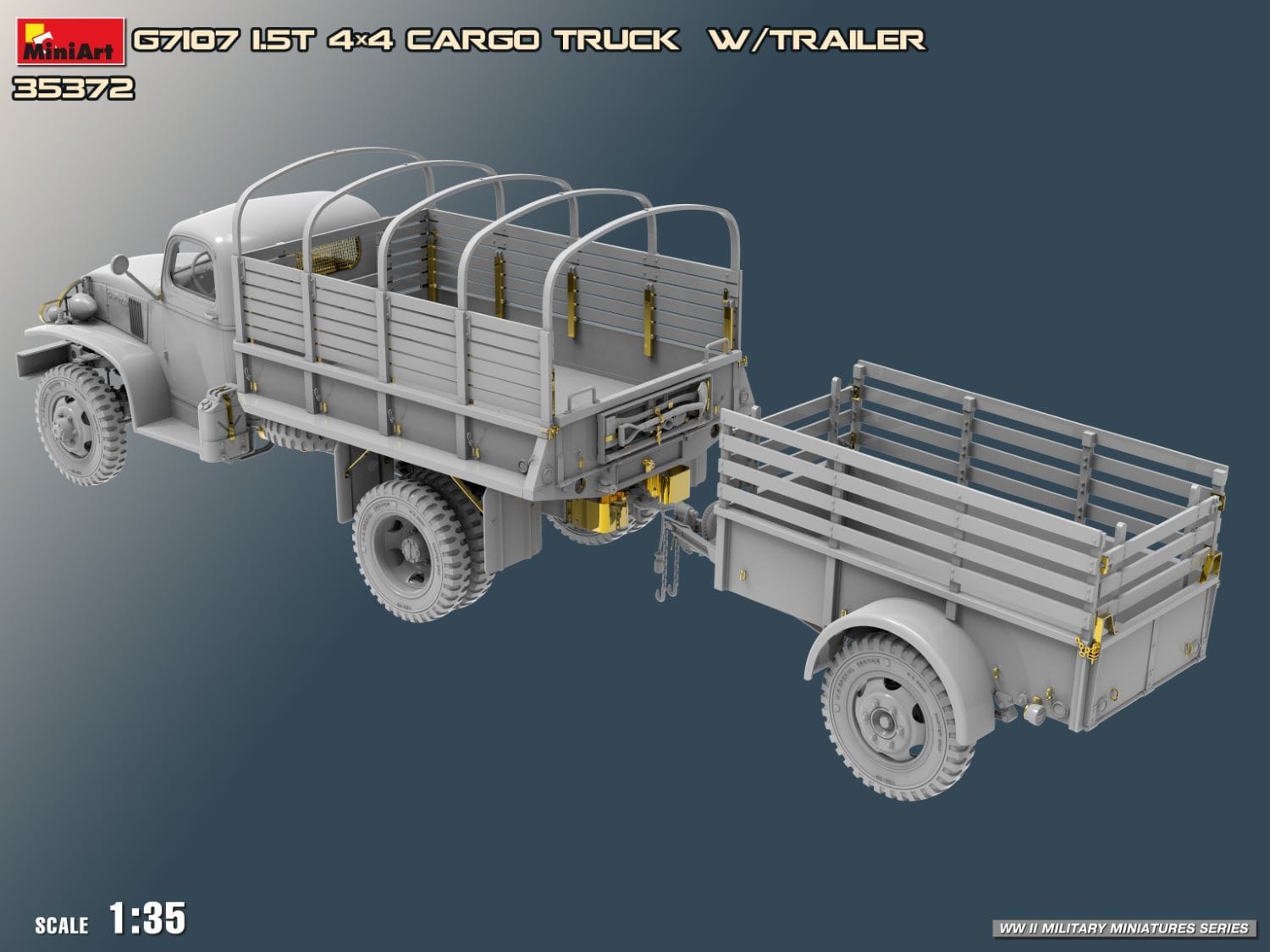 Miniart - 35372 - Chevrolet G7107 1½-ton 4x4 with with G518 K-52 Trailer - digital model