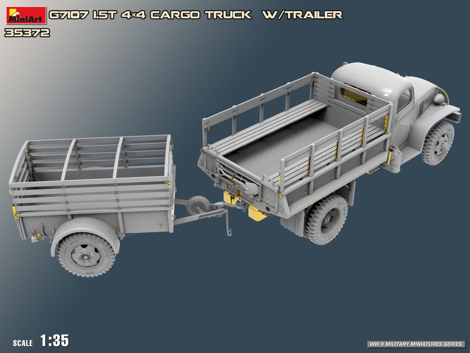 Miniart - 35372 - Chevrolet G7107 1½-ton 4x4 with with G518 K-52 Trailer - digital model