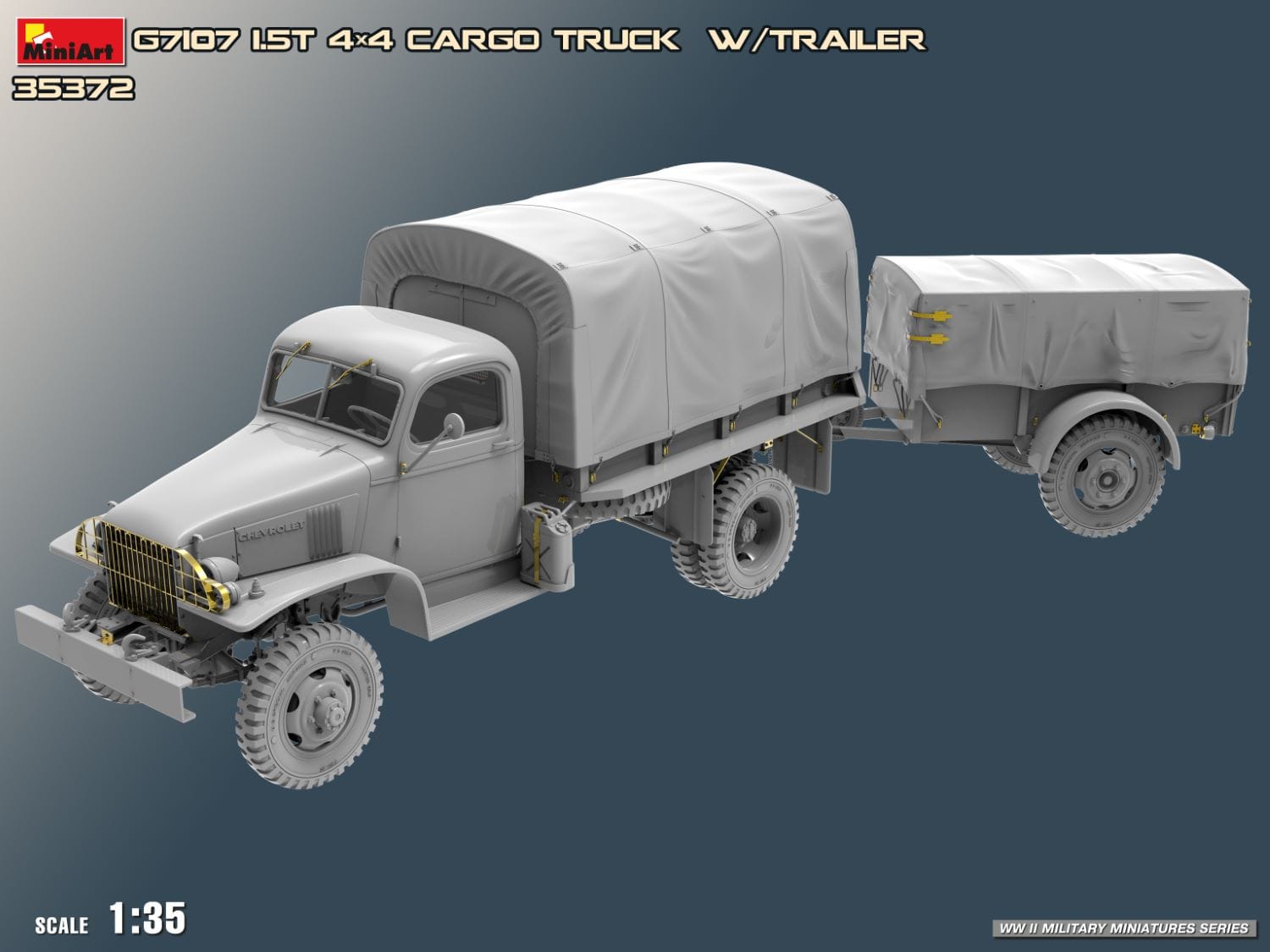 Miniart - 35372 - Chevrolet G7107 1½-ton 4x4 with with G518 K-52 Trailer - digital model