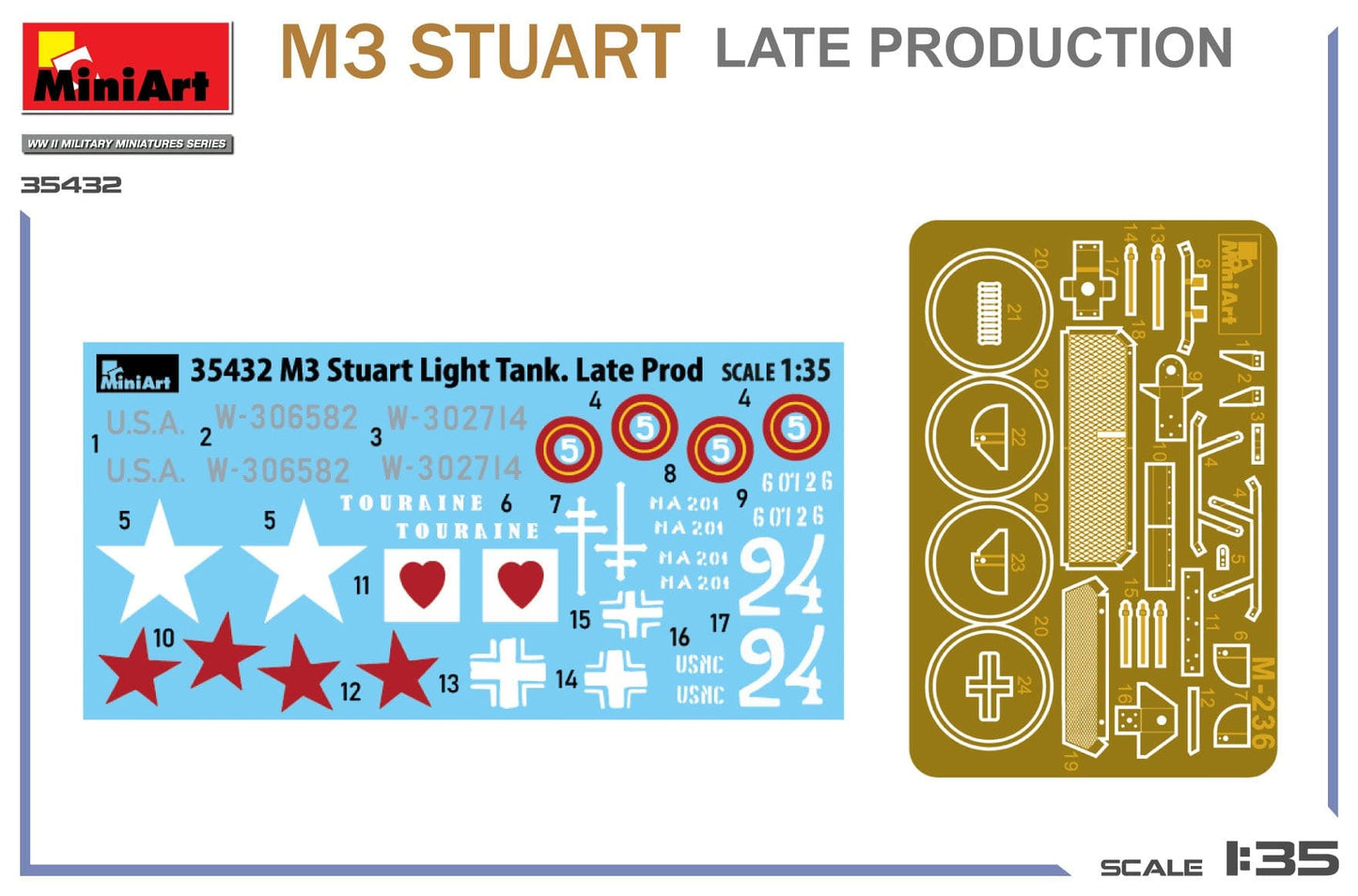 400 - Miniart - 35432 - M3 Stuart (late) - decals