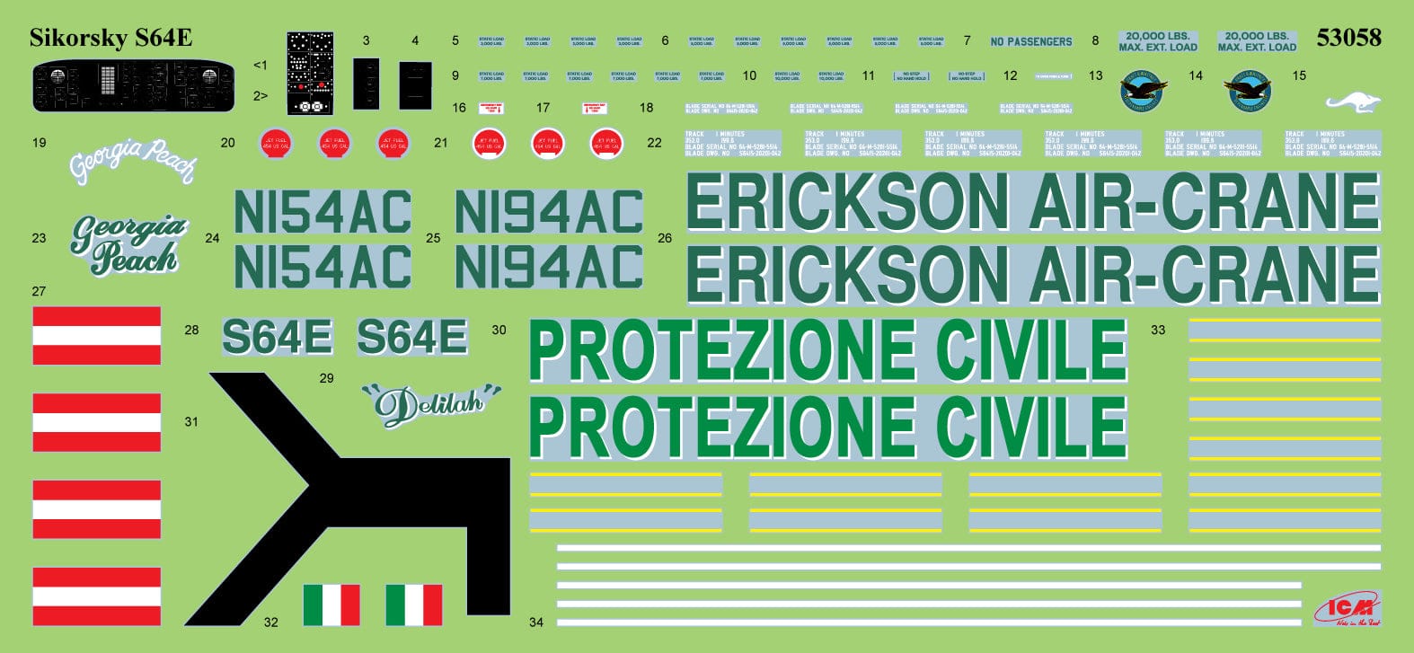 ICM - 53058 - Sikorsky S-64E Skycrane - decals