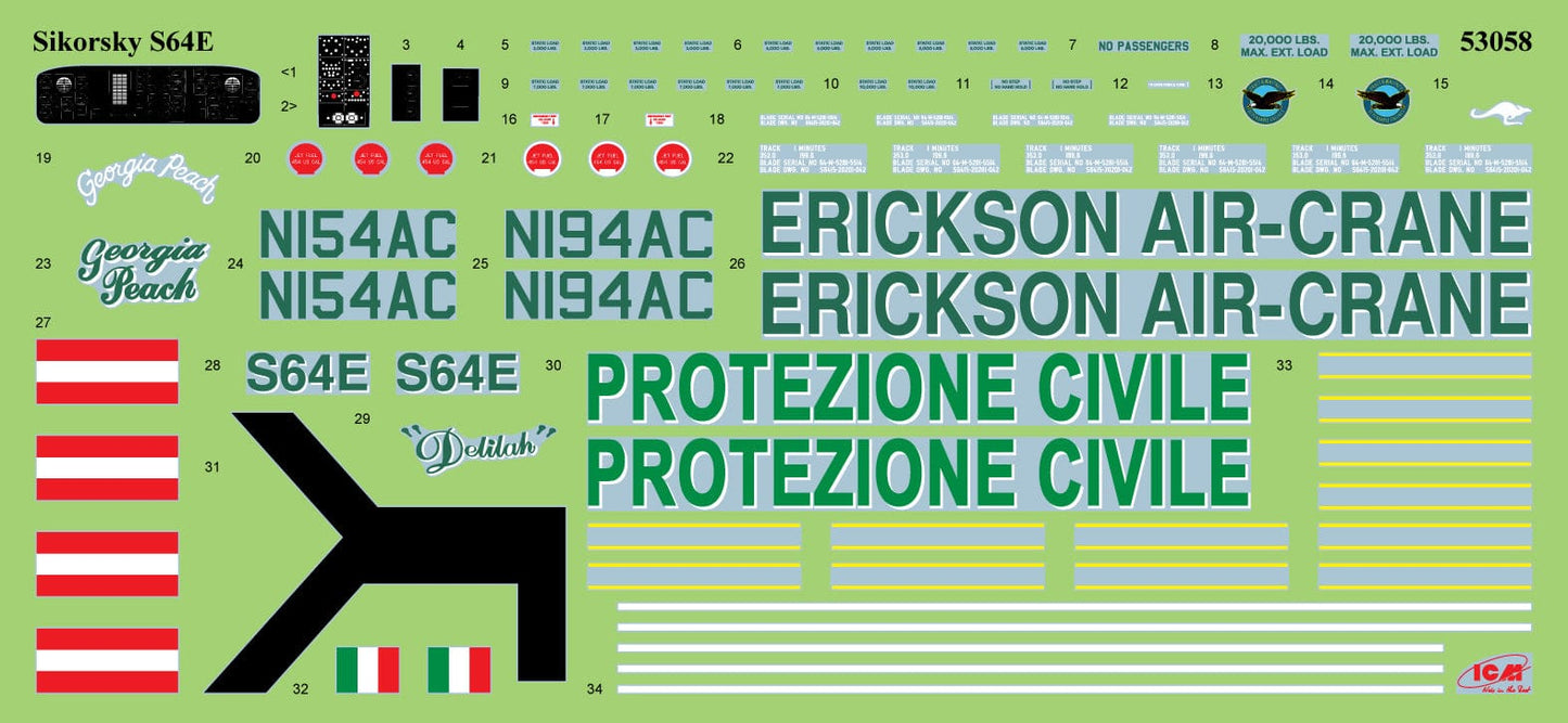 400 - ICM - 53058 - Sikorsky S-64E Skycrane - decals