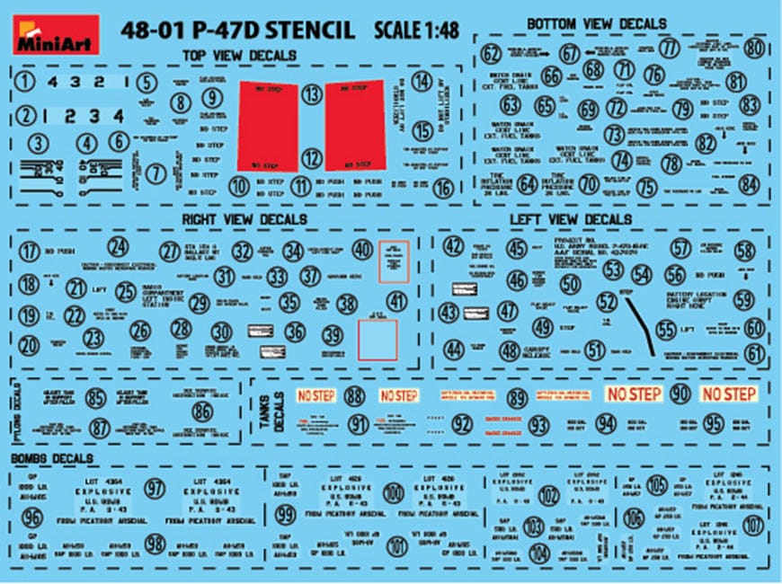 Miniart - 48030 - Republic P-47D-10-RE Thunderbolt Razorback - decals