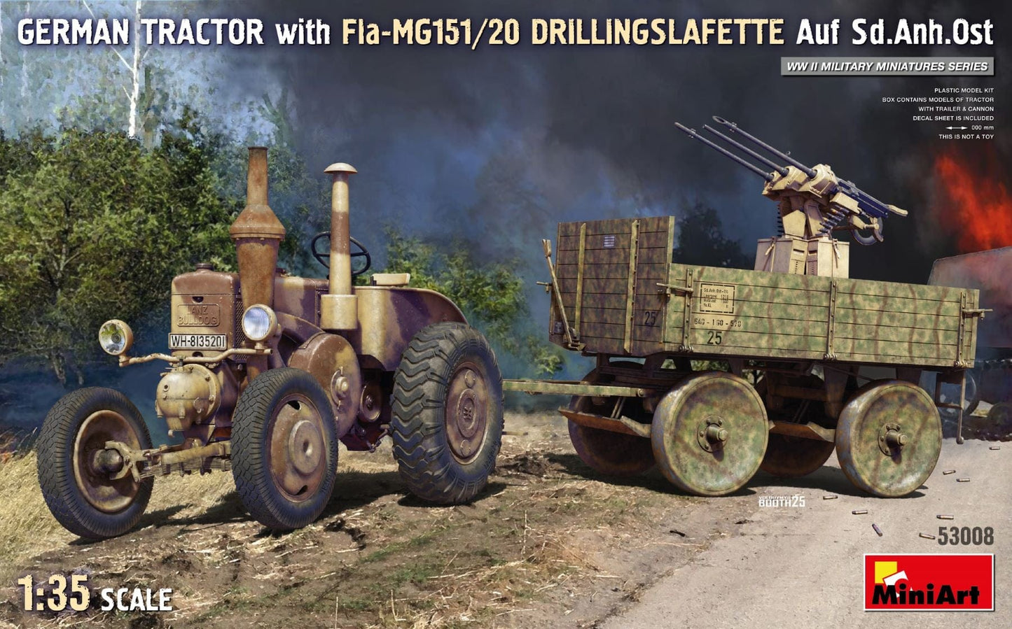 010 - Miniart - 53008 - Lanz Bulldog with 2cm MG 151/20 Drillingslafette auf Sd.Anh. Ost 1.5t - primary image