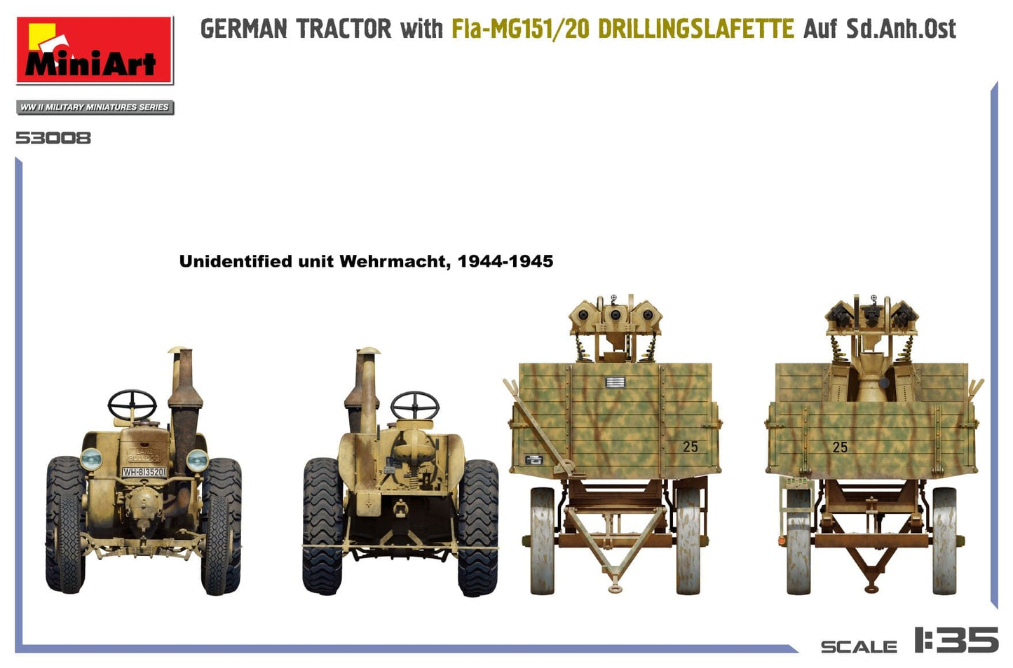 300 - Miniart - 53008 - Lanz Bulldog with 2cm MG 151/20 Drillingslafette auf Sd.Anh. Ost 1.5t - paint schemes