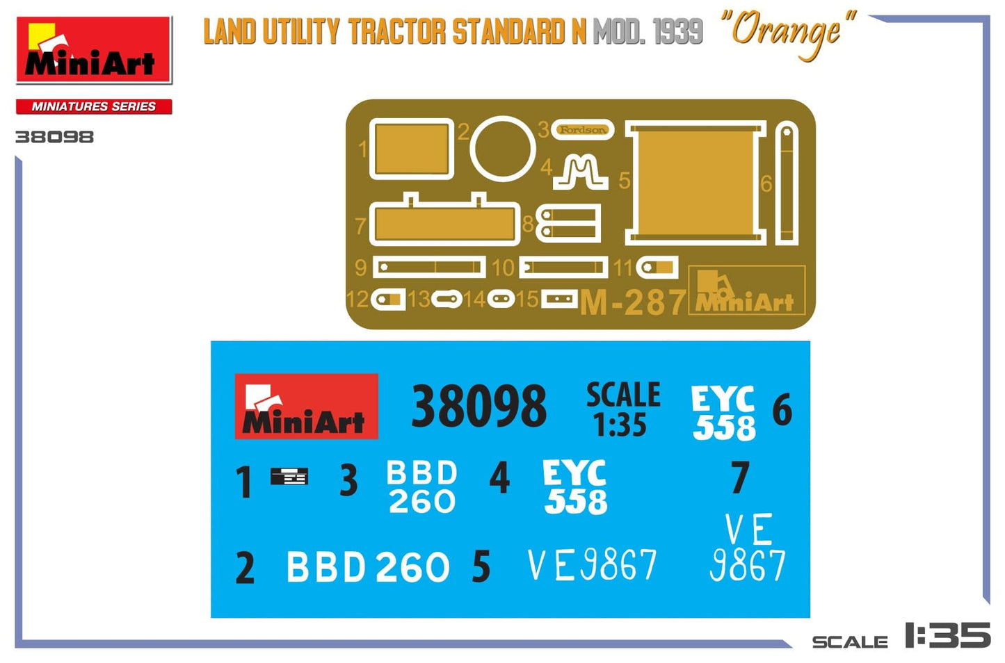 400 - Miniart - 38098 - Fordson Model N ‘Orange’ (1939) - decals