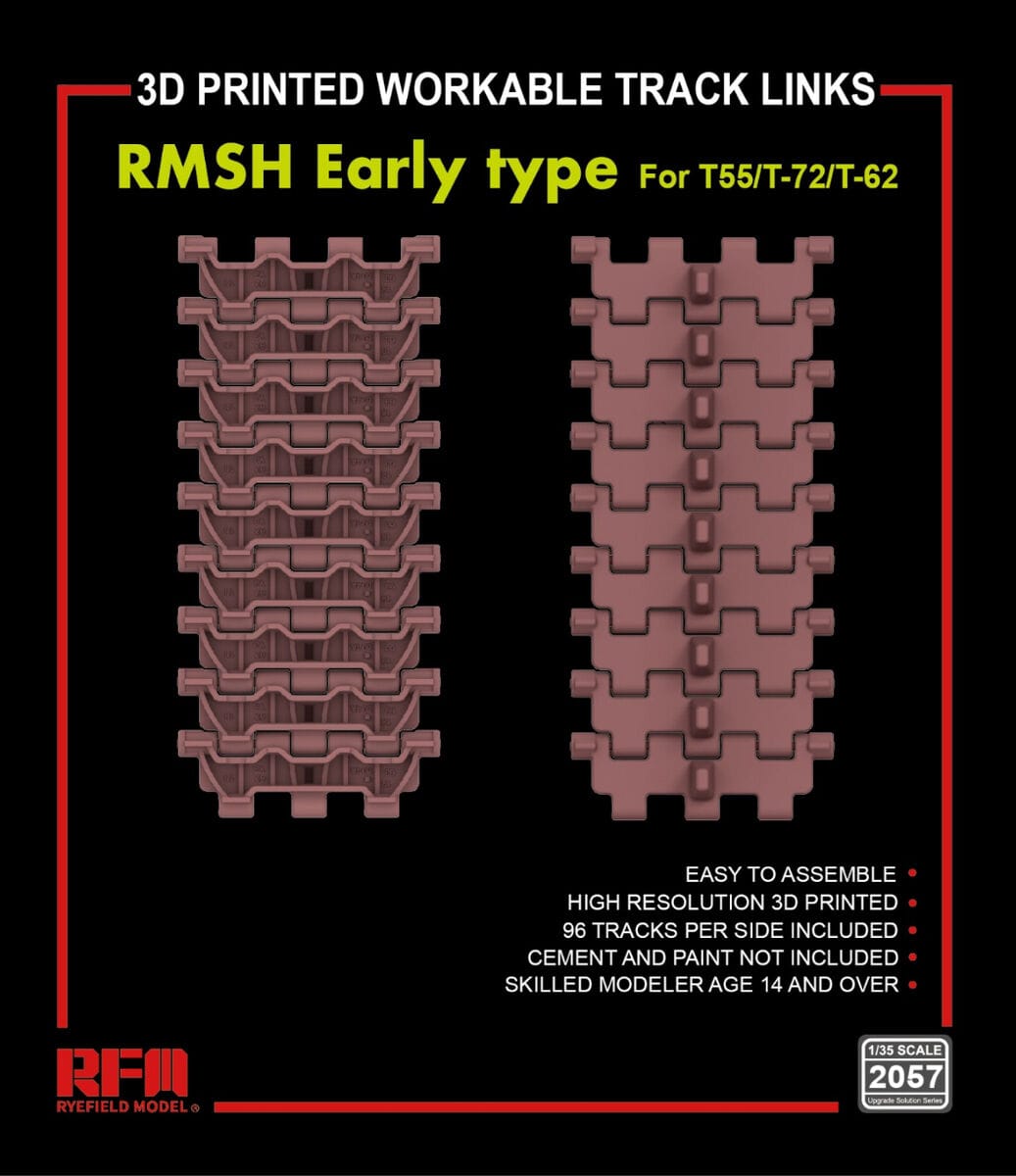 010 - Rye Field Model - 2057 - T-55/T-62/T-72 RMSh (early) Workable Track Links - primary image