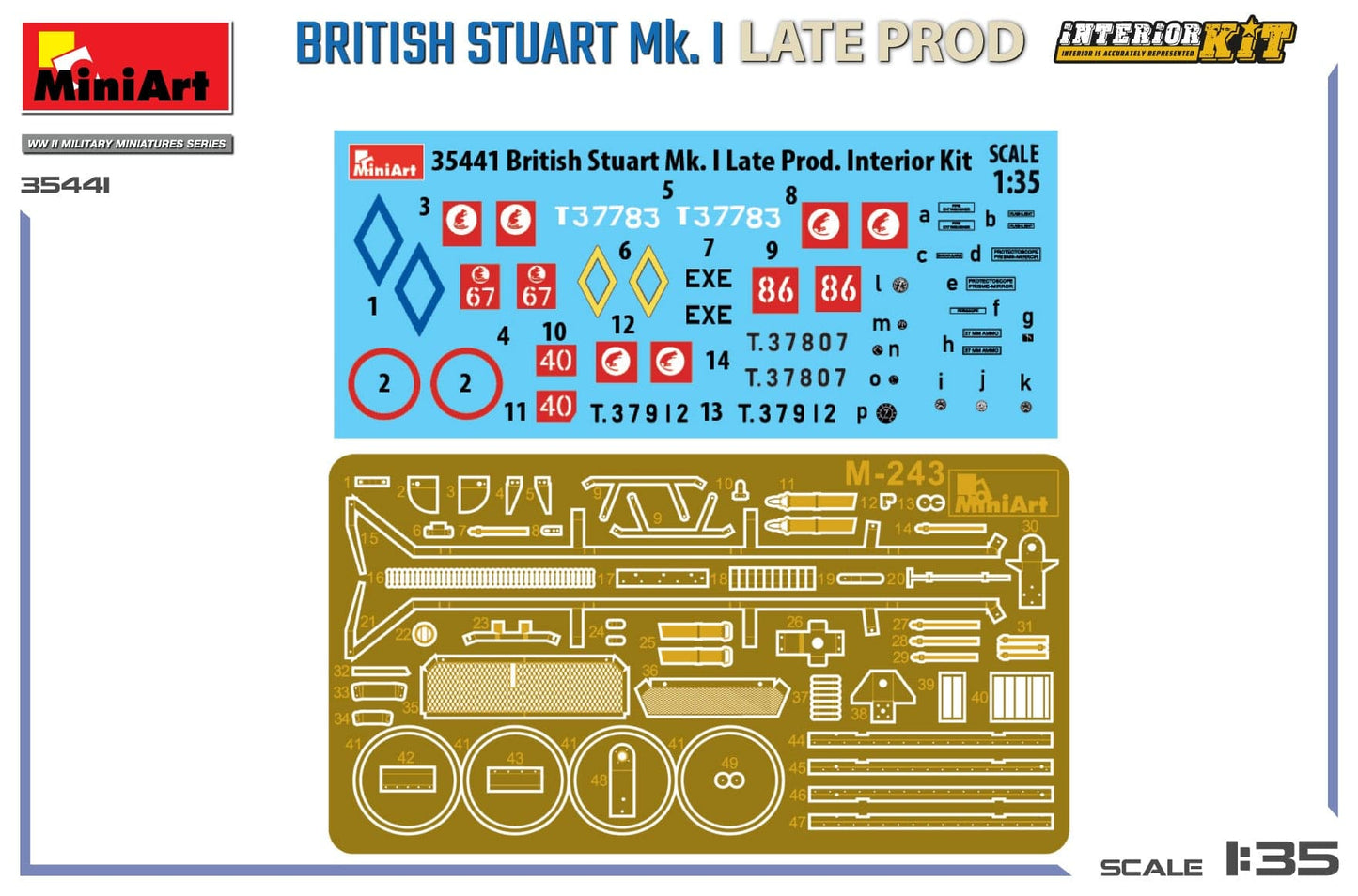 400 - Miniart - 35441 - Stuart Mk I ‘Honey’ (late) with Interior - decals