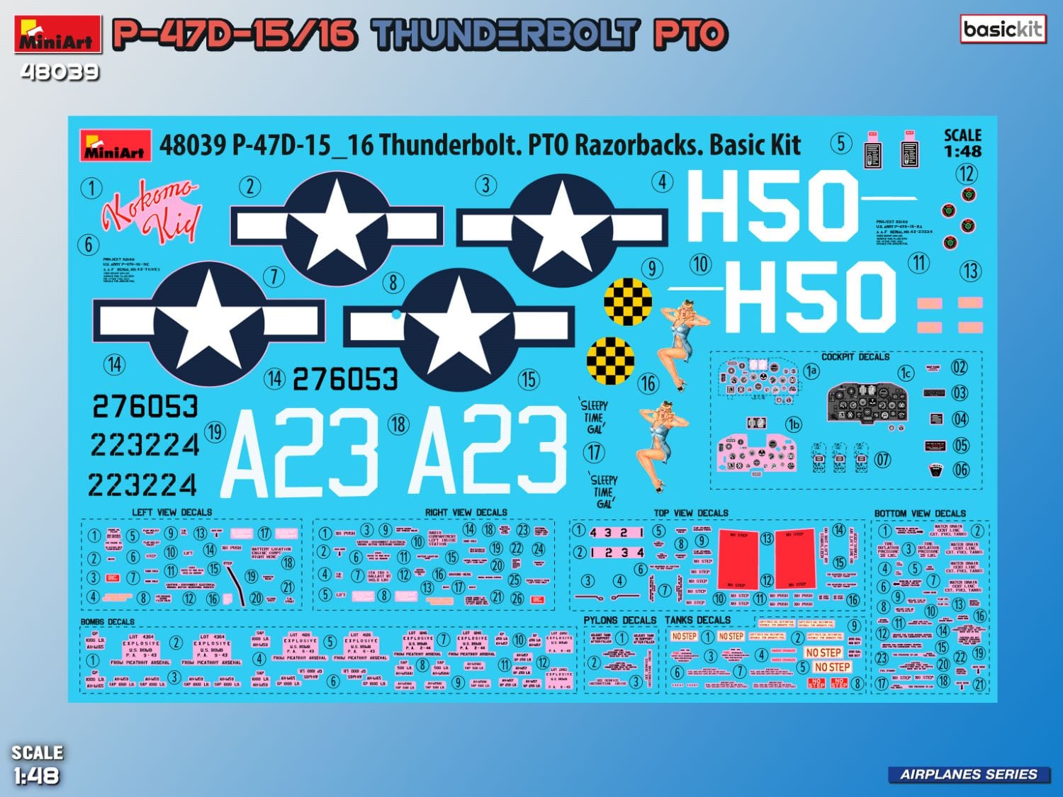 Miniart - 48039 - Republic P-47D-15/16 Thunderbolt Razorback - decals