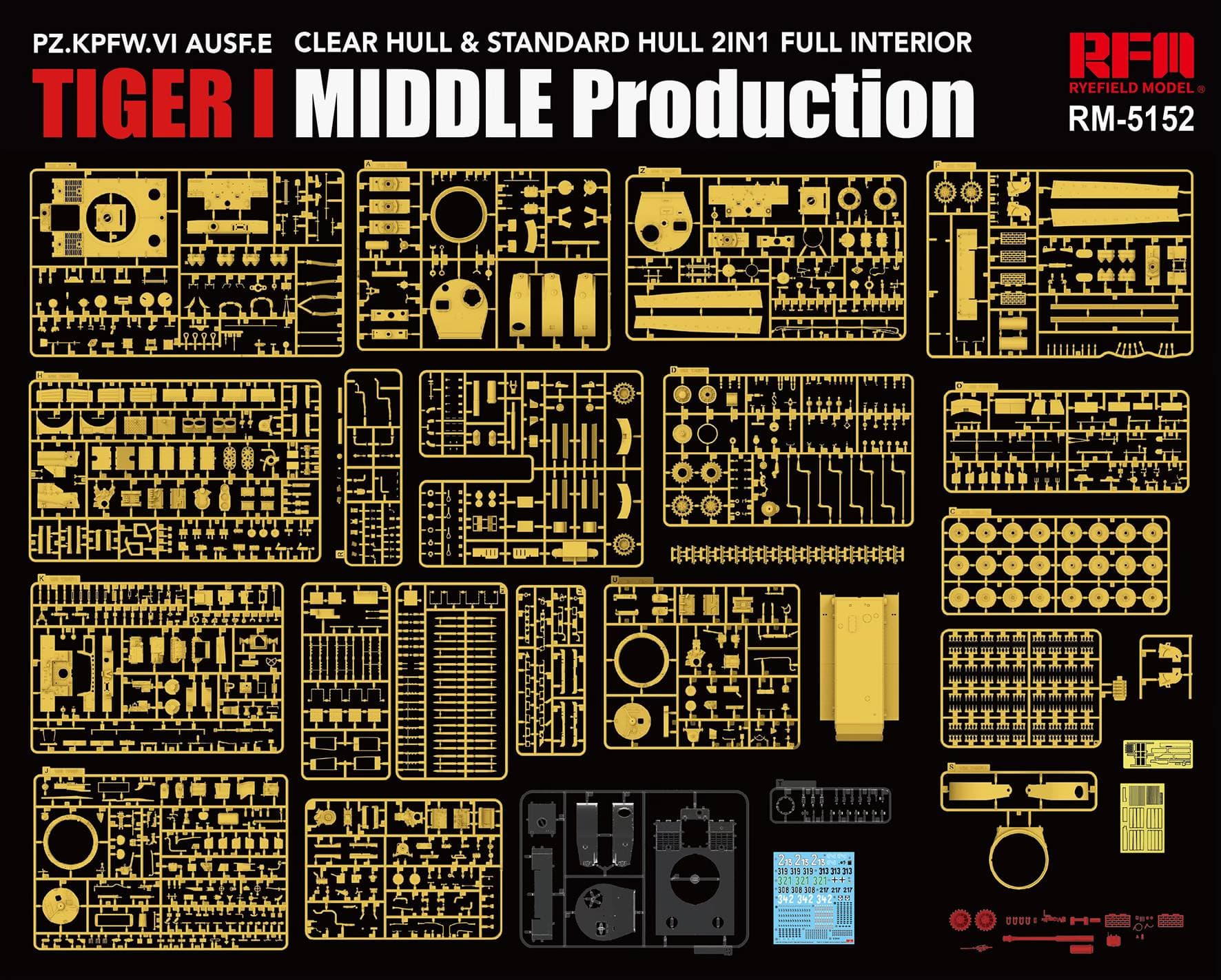 Rye Field Model - 5152 - Pz.Kpfw. VI Ausf. E Tiger I (mid) [interior kit] - sprue