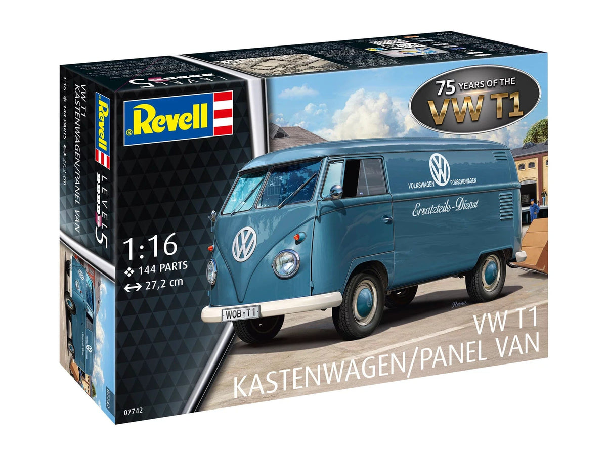 101 - Revell - 07742 - Volkswagen T1 Kastenwagen ‘75 Years’ - box front left angle