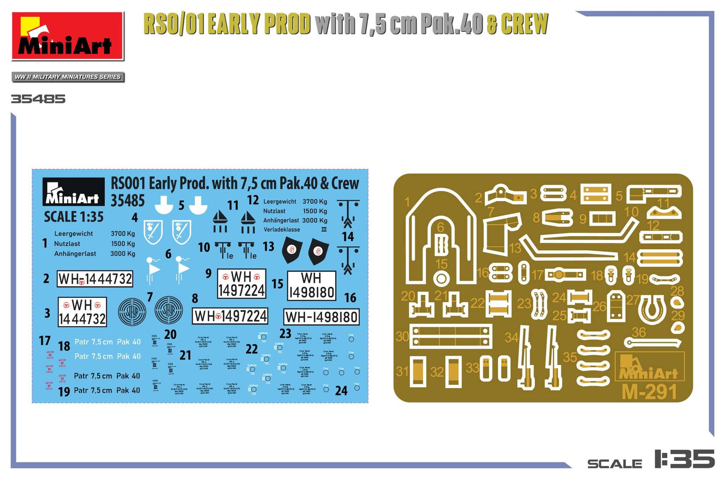 400 - Miniart - 35485 - Steyr RSO/01 (early) with 7.5cm Pak 40 and Crew - decals
