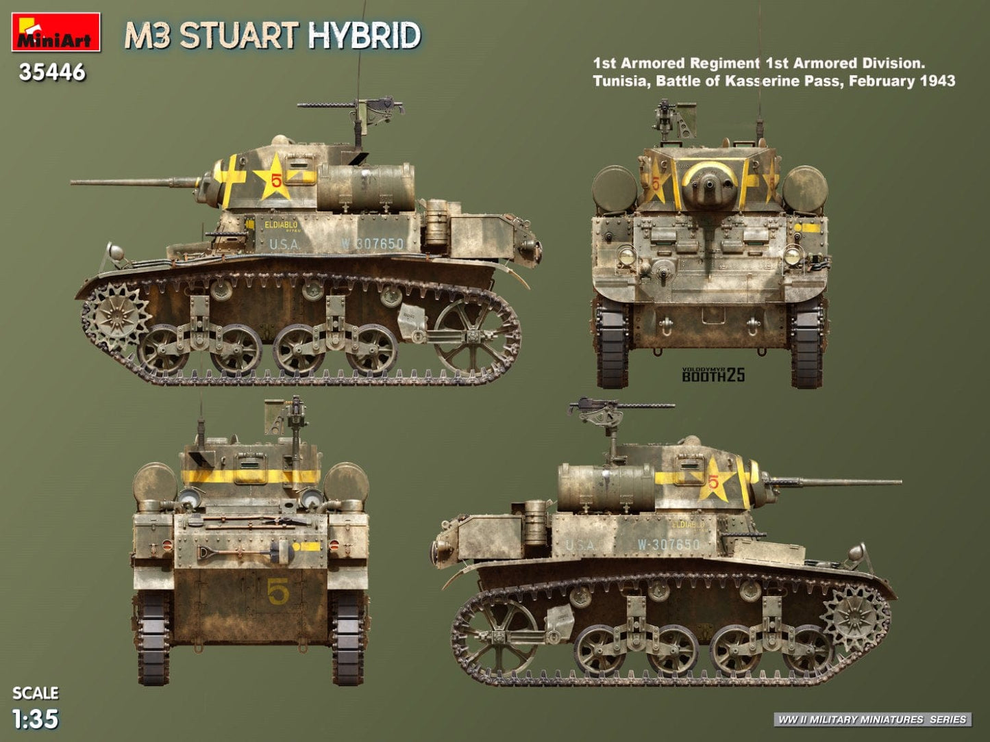 301 - Miniart - 35446 - M3 Stuart Hybrid - paint schemes