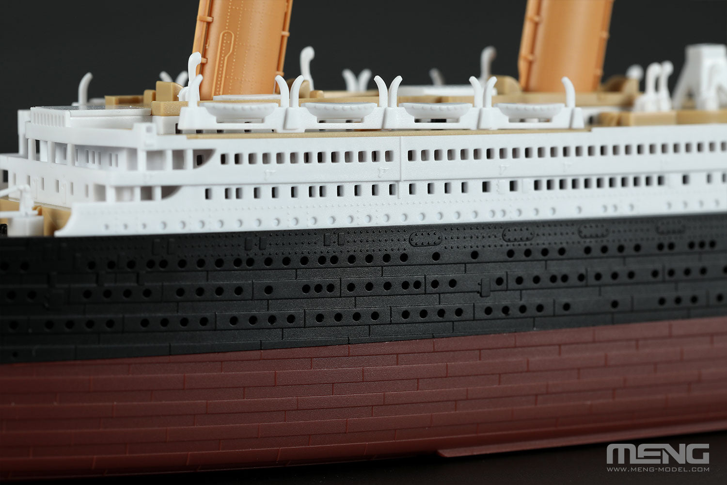 painted model - The riveted steel plate details of the hull are well-proportioned.