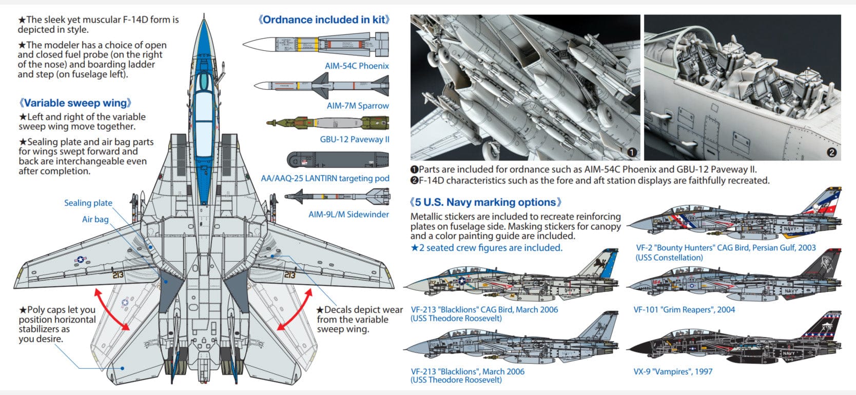 Tamiya - 60795 - Grumman F-14D Tomcat - paint schemes