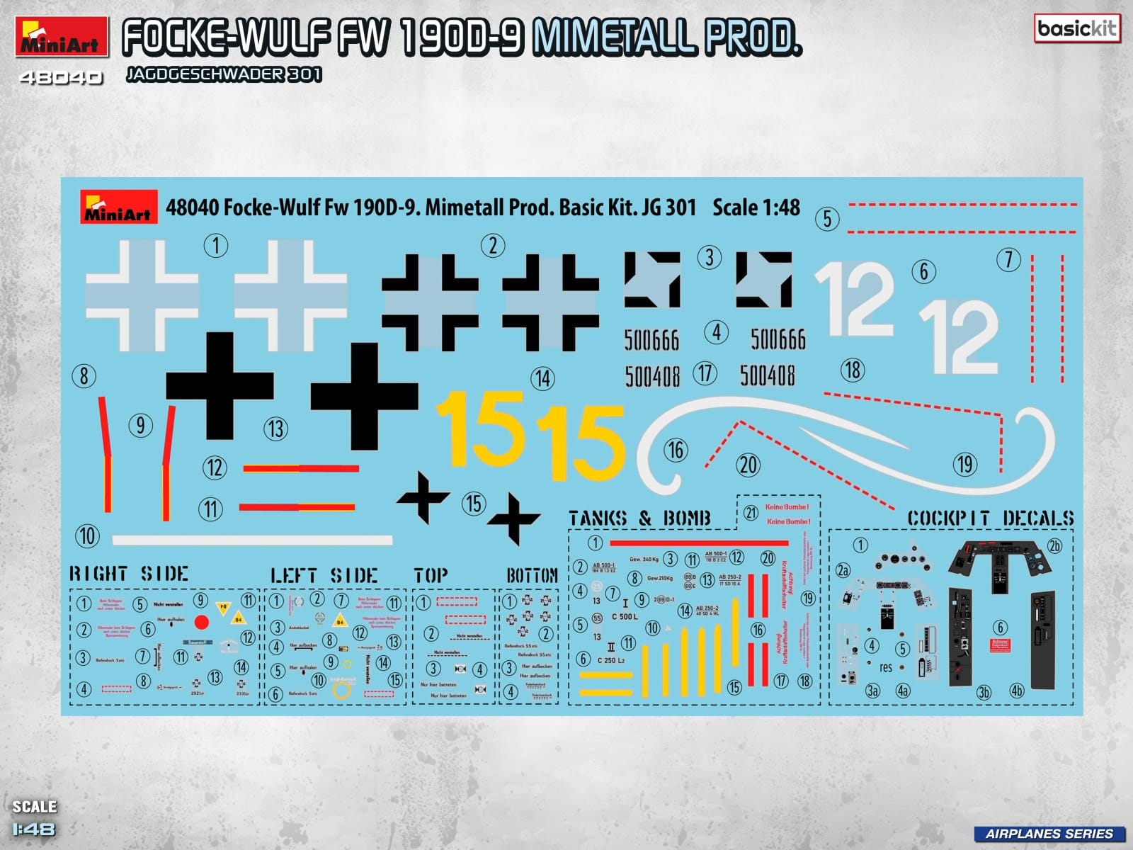 Miniart - 48040 - Focke-Wulf Fw 190 D-9 Mimetall - decals