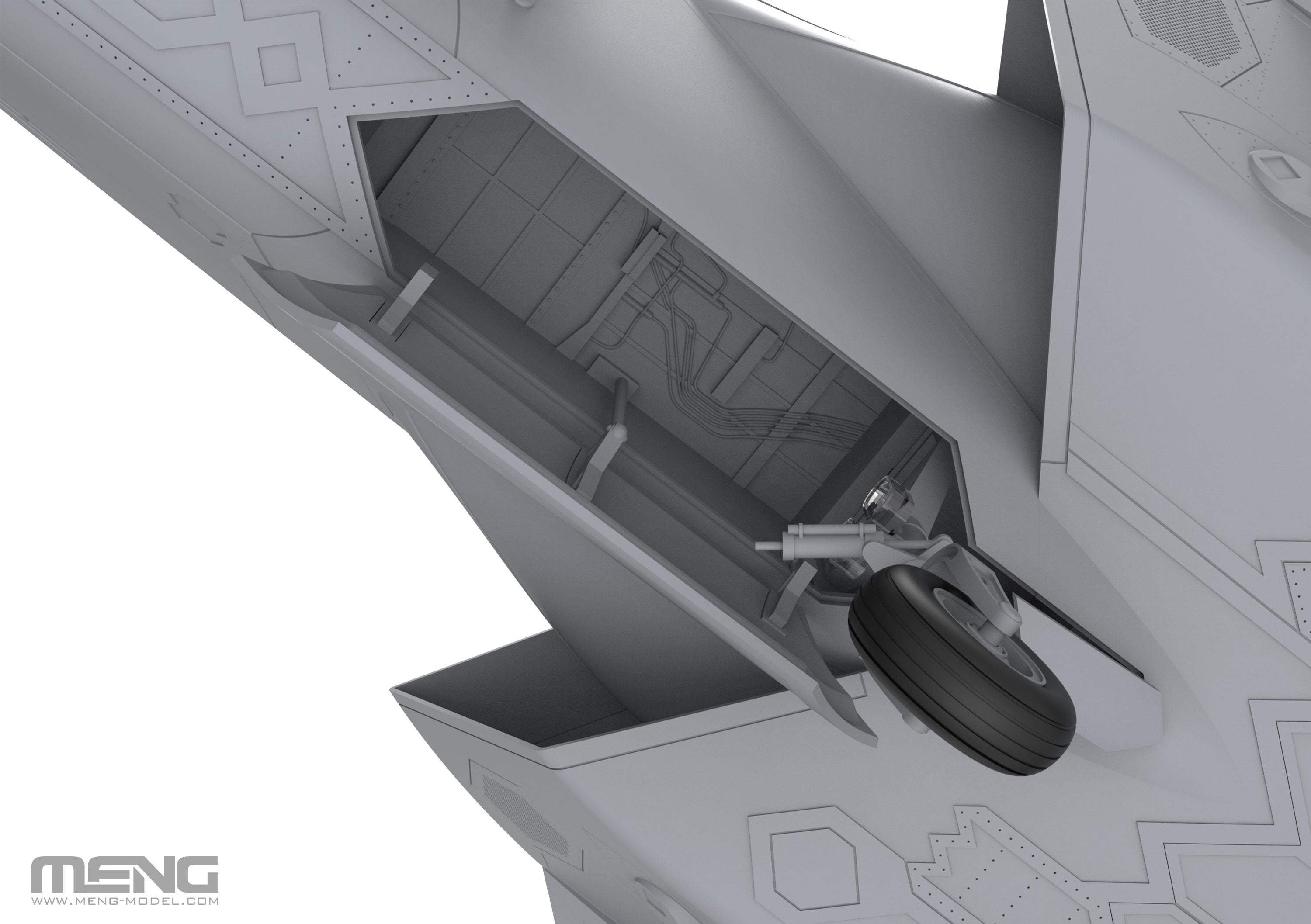 digital model - The internal structure of the landing gear bay is precisely reproduced.