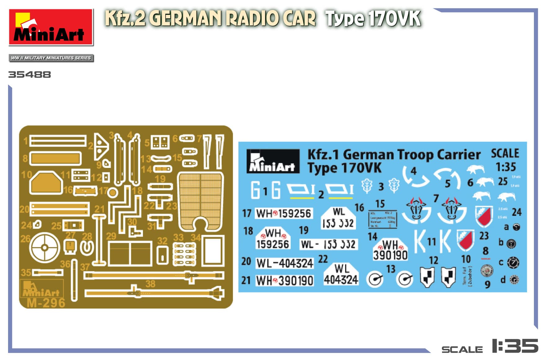 Miniart - 35488 - Mercedes-Benz 170 VK Kfz. 2 - decals