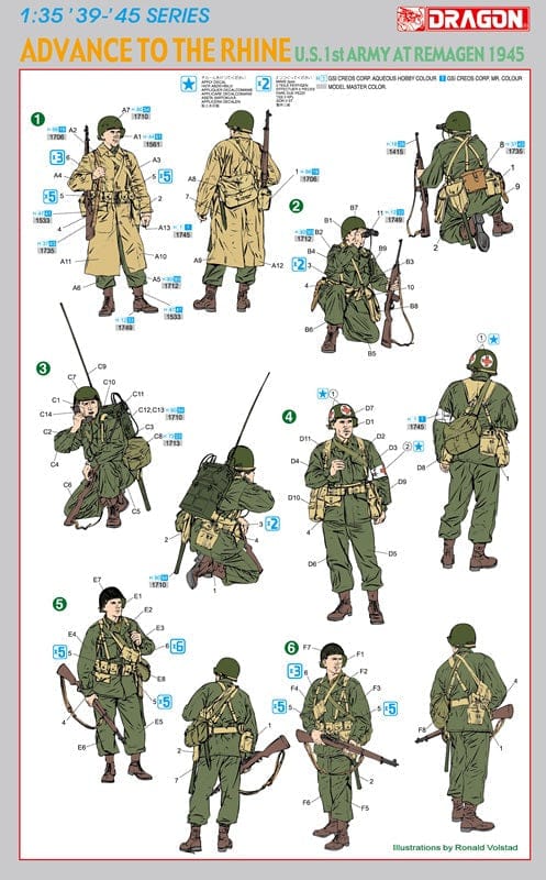 300 - Dragon - 6271 - United States 1st Army Infantry (Remagen 1945) - paint schemes