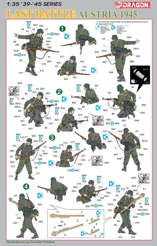 Dragon - 6278 - German Infantry (Austria 1945) ‘Last Battle’ - paint schemes