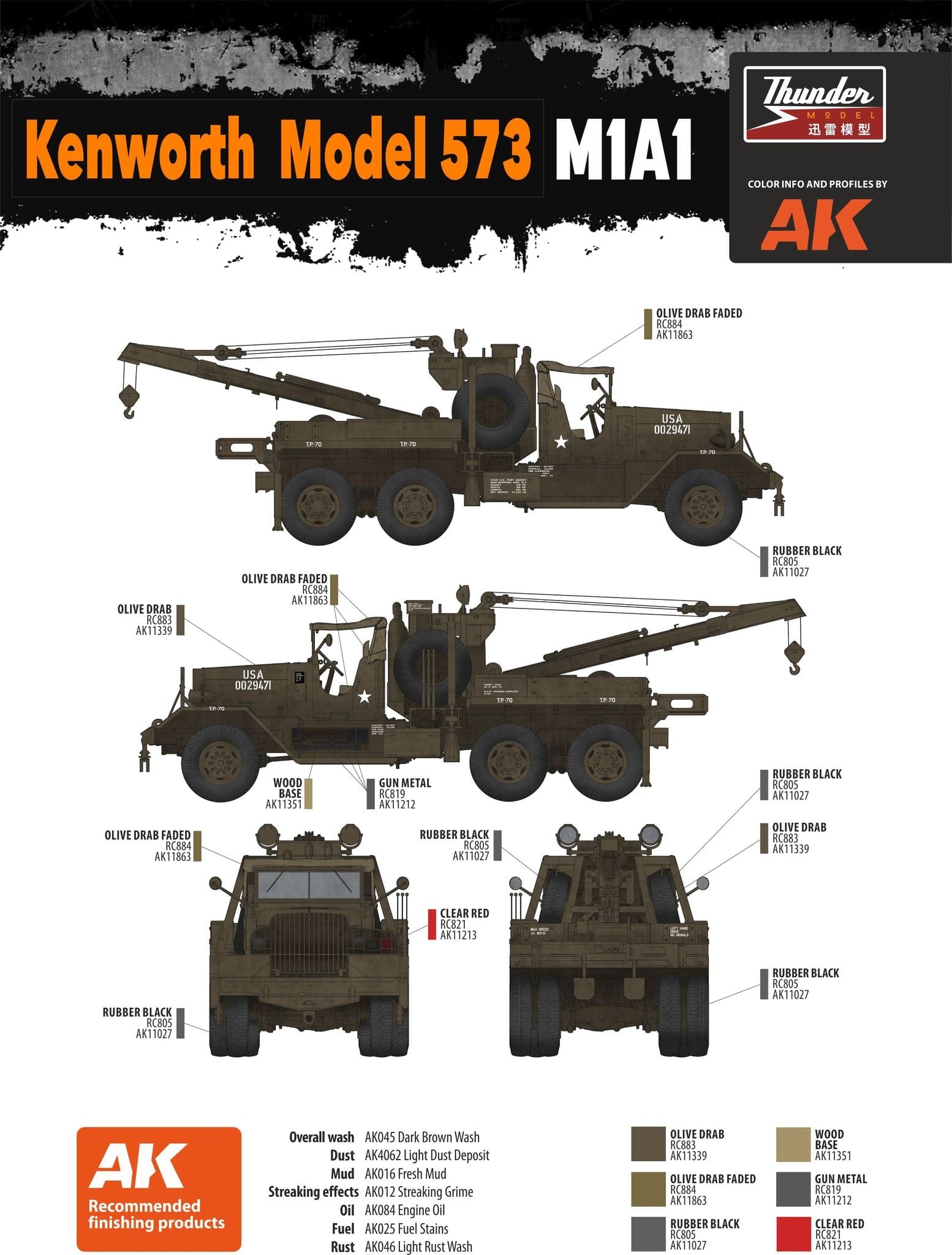 Thunder Model - TM35013 - Kenworth Model 573 M1A1 - paint schemes