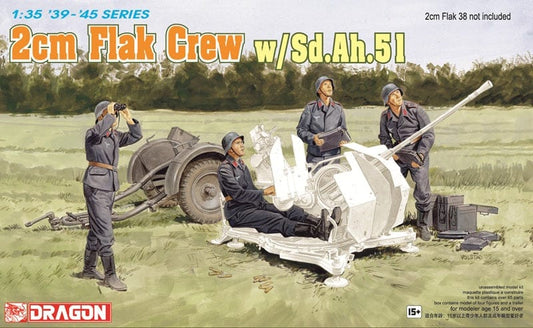 010 - Dragon - 6368 - German 2cm Flak 38 Crew with Sd.Ah. 51 - primary image