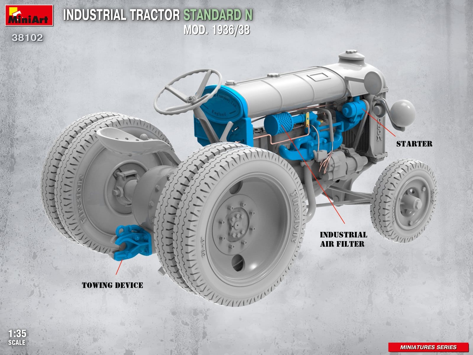 Miniart - 38102 - Fordson Model N Industrial (1936-38) - unpainted model