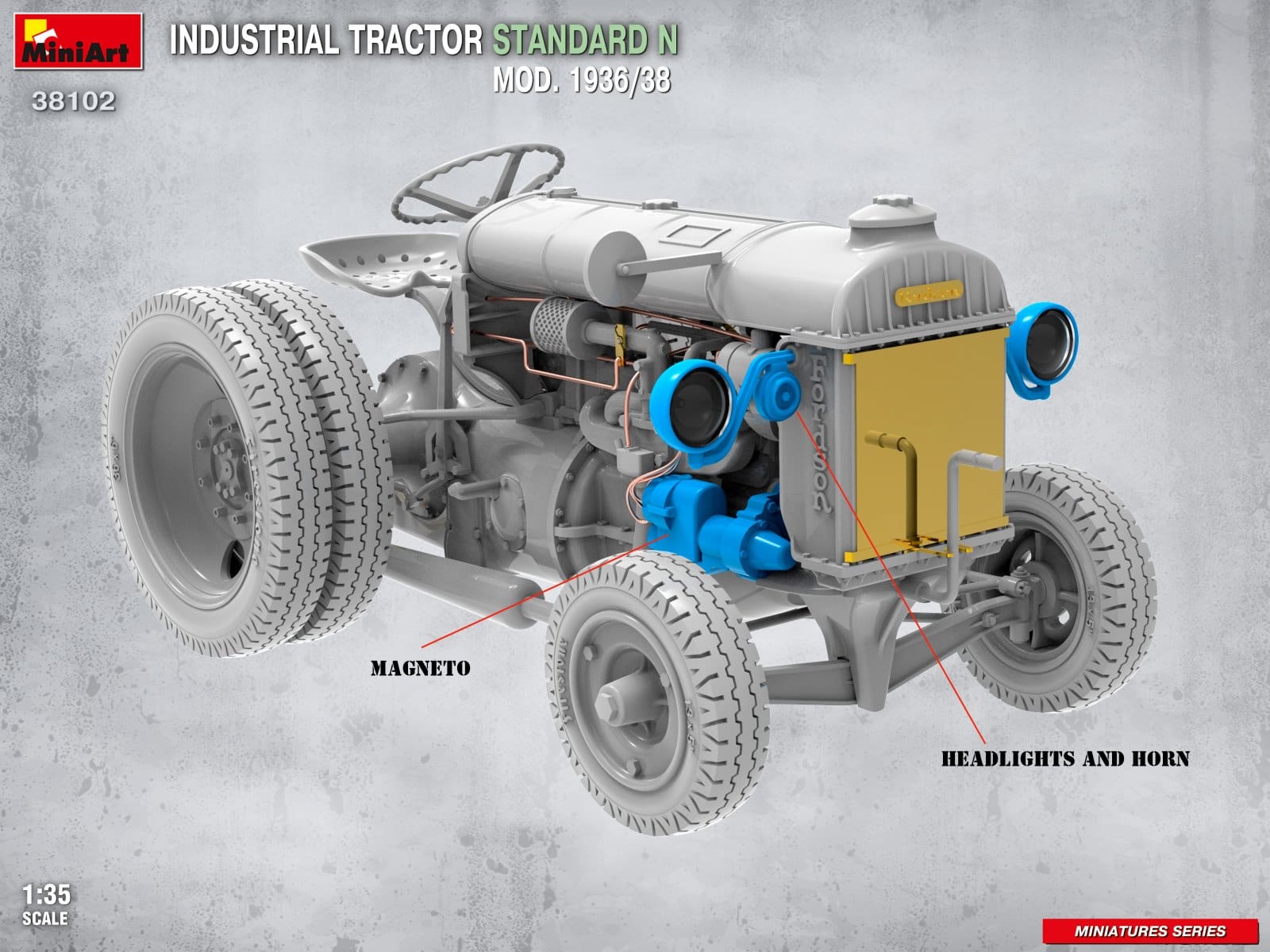 Miniart - 38102 - Fordson Model N Industrial (1936-38) - unpainted model