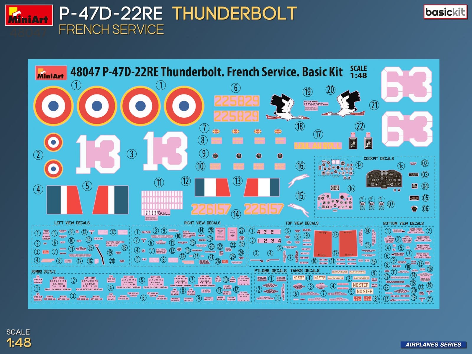 Miniart - 48047 - Republic P-47D-22RE Thunderbolt Razorback - decals