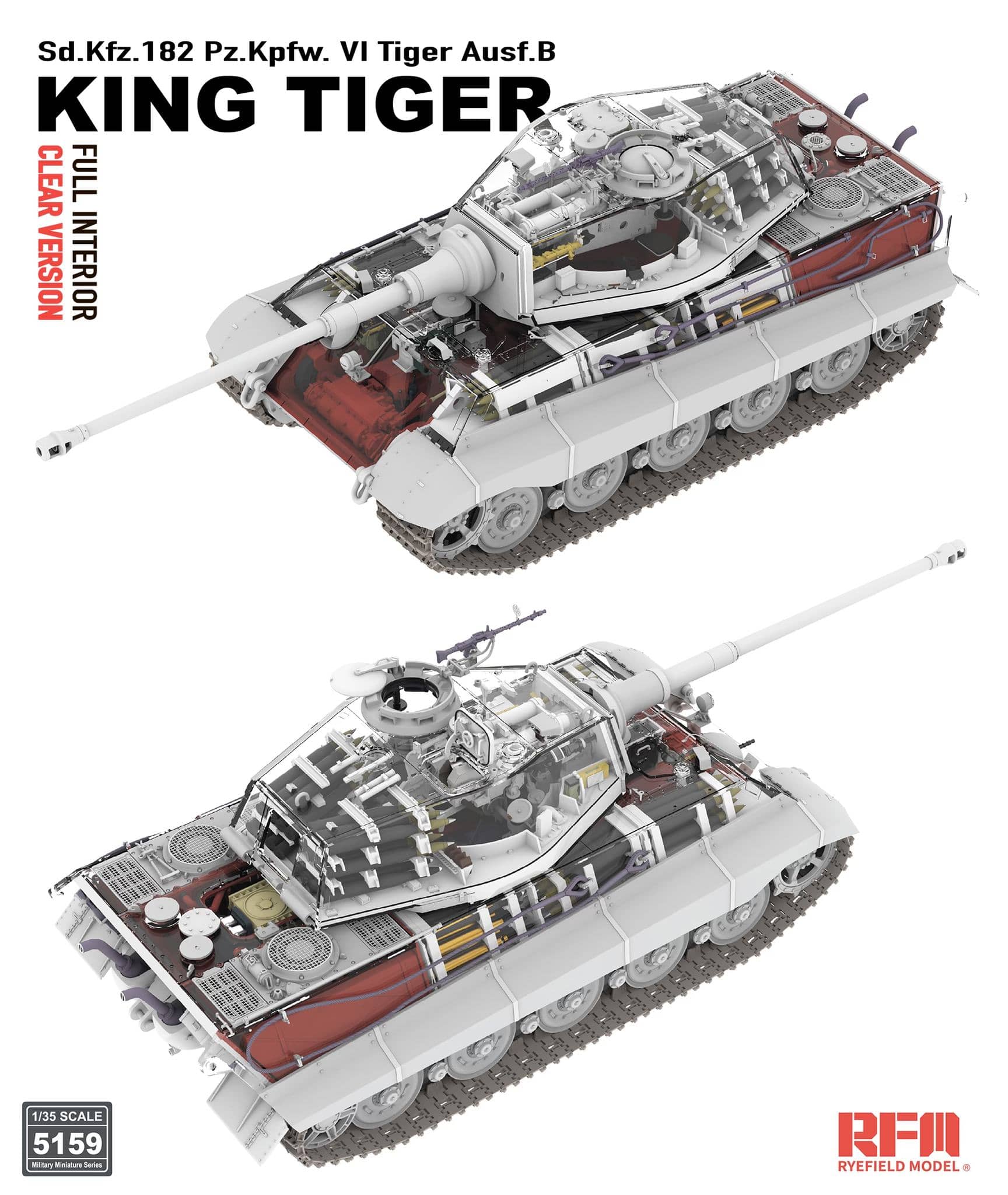 Rye Field Model - 5159 - Henschel Pz.Kpfw. VI Tiger II Ausf. B Königstiger [interior kit] [clear kit] - digital model