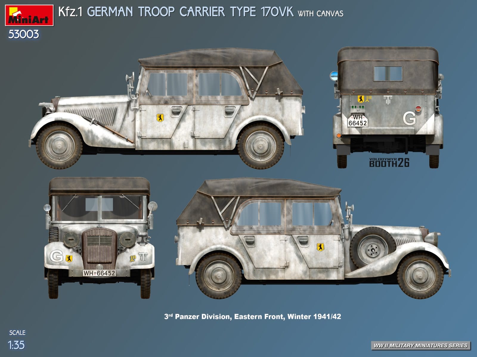 Miniart - 53003 - Mercedes-Benz 170 VK Kfz. 1 Canvas Roof - paint schemes