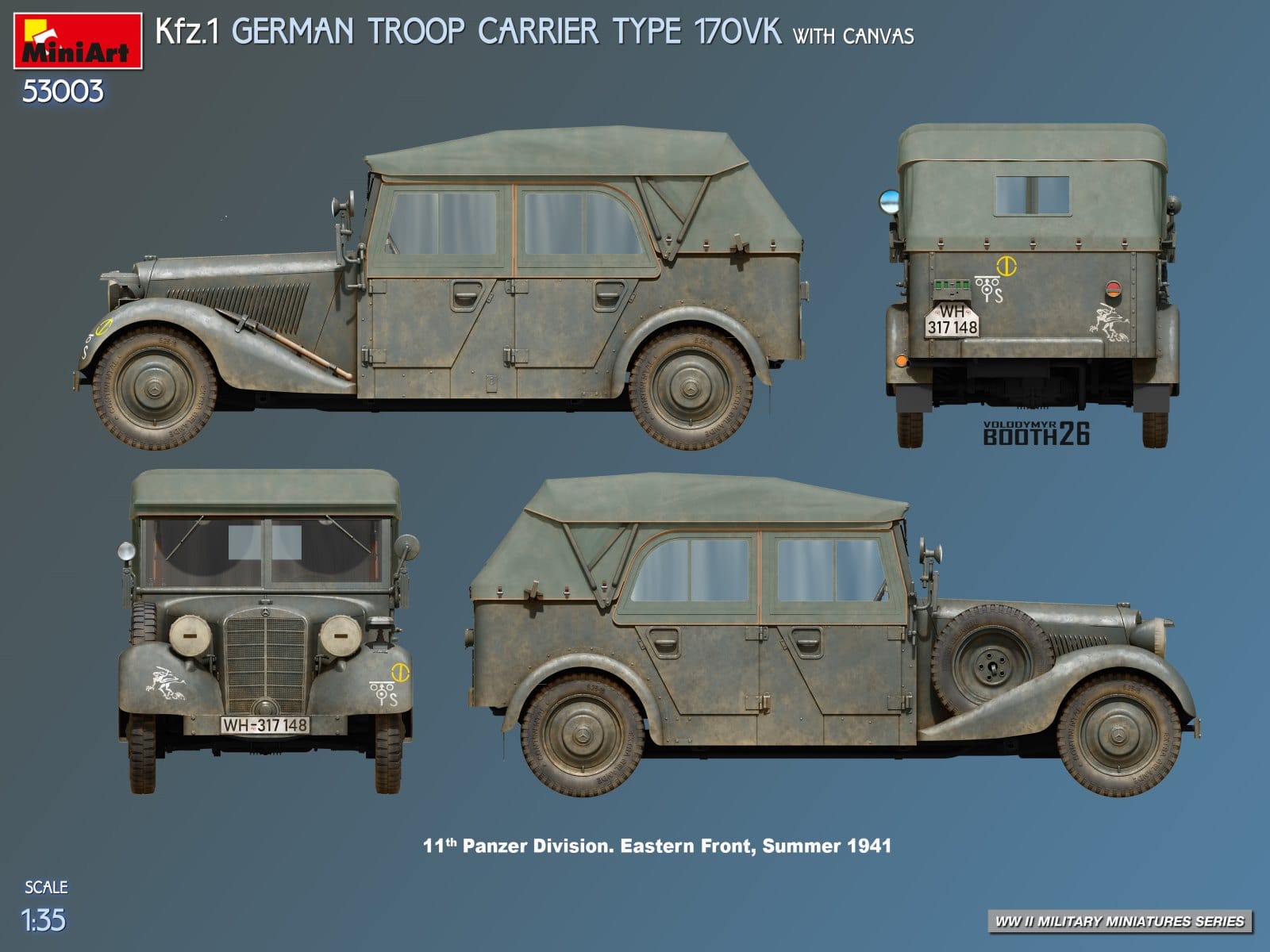 Miniart - 53003 - Mercedes-Benz 170 VK Kfz. 1 Canvas Roof - paint schemes