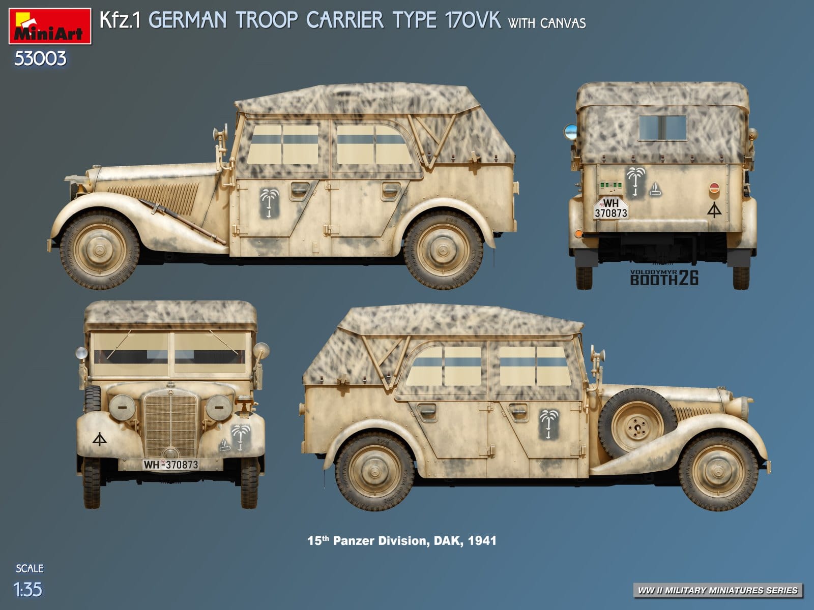 Miniart - 53003 - Mercedes-Benz 170 VK Kfz. 1 Canvas Roof - paint schemes