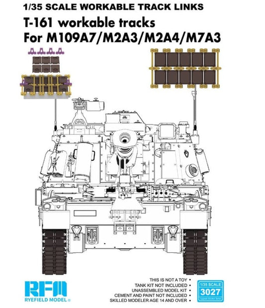 010 - Rye Field Model - 3027 - M109A7 Paladin T-161 Workable Track Links - primary image