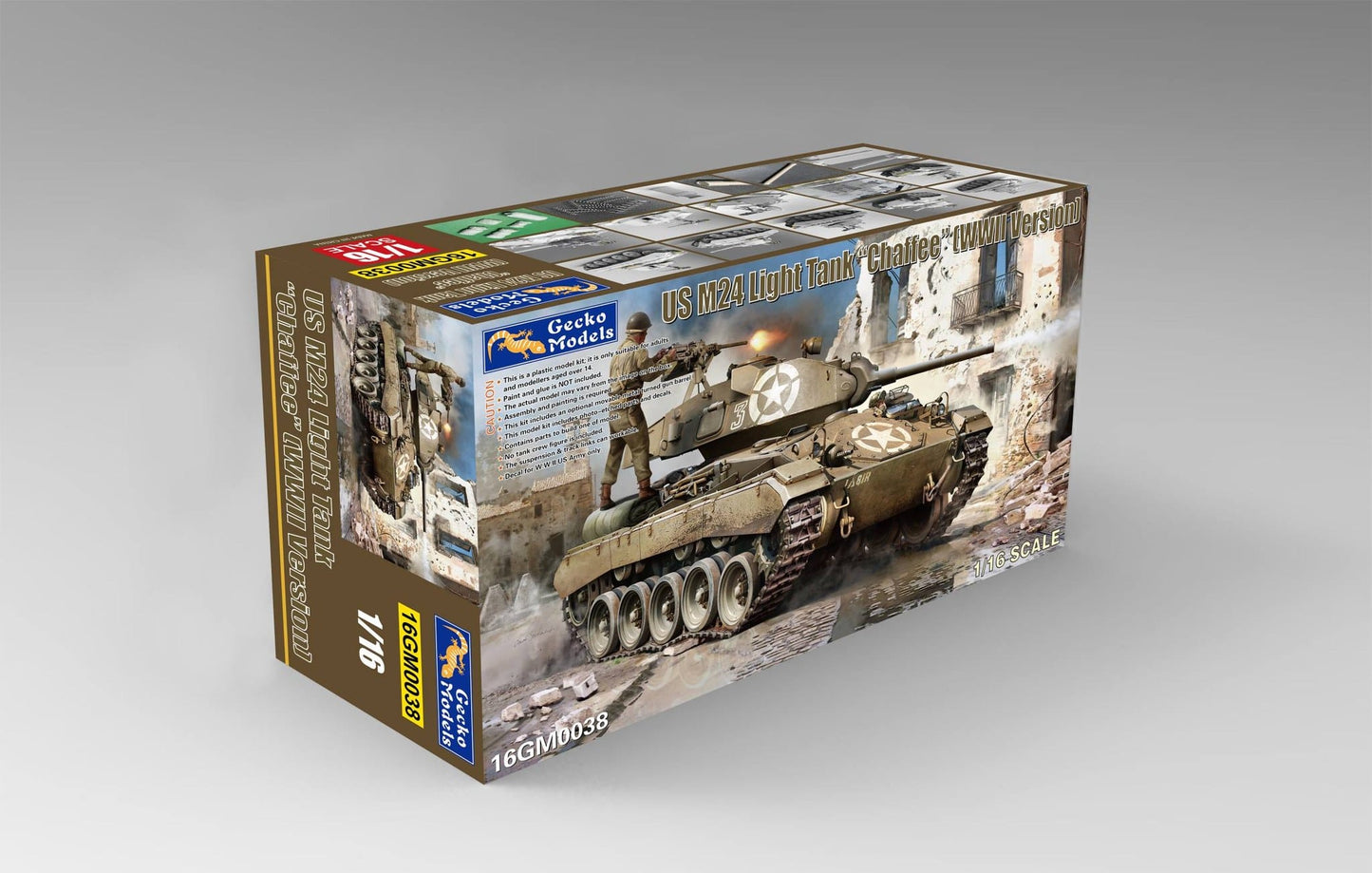 000 - Gecko Models - 16GM0038 - M24 Chaffee - box front left angle