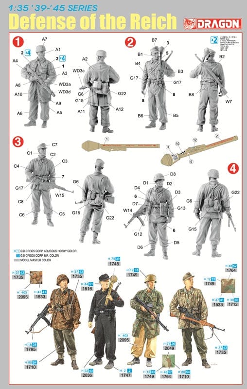 Dragon - 6694 - German Infantry ‘Defence of the Reich’ - paint schemes