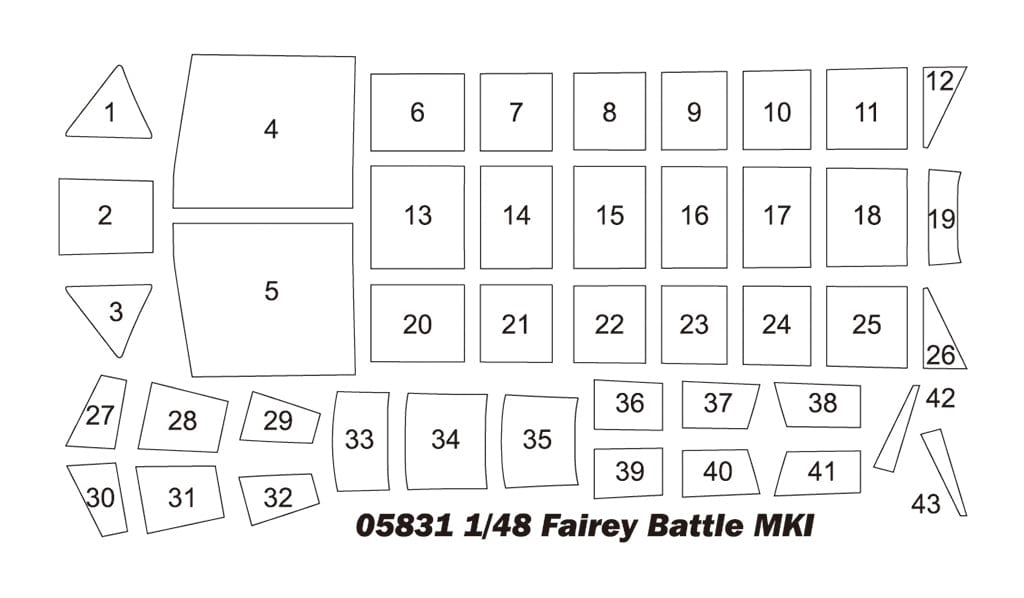 490 - Trumpeter - 05831 - Fairey Battle Mk I - masks